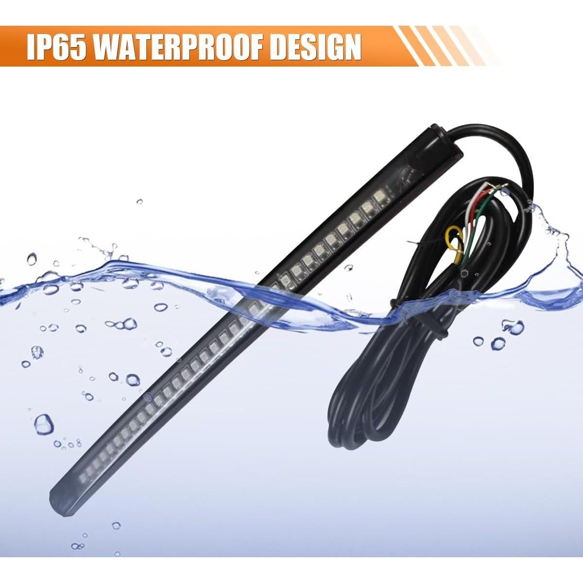 Tira LED de Freno ZIMISI 20 cm Impermeable Rojo y Ámbar