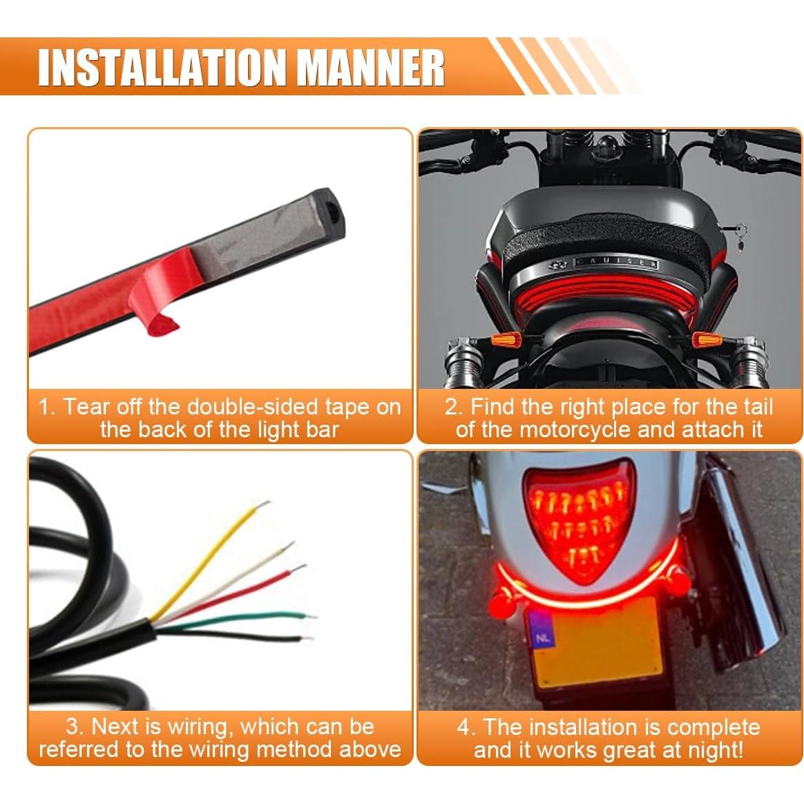 Tira LED de Freno ZIMISI 20 cm Impermeable Rojo y Ámbar