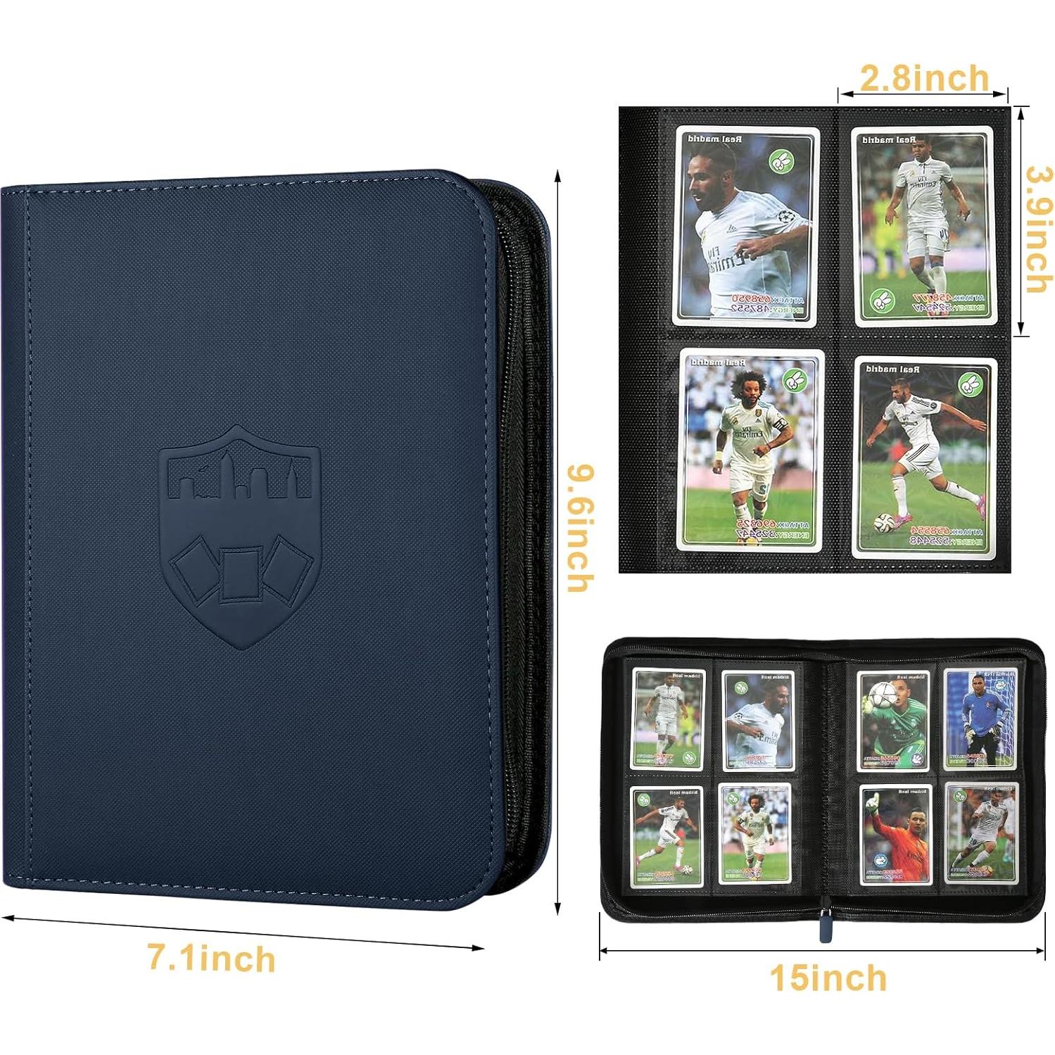 Carpeta de Tarjetas GERMUN PU 4 Bolsillos Azul para 160 Tarjetas