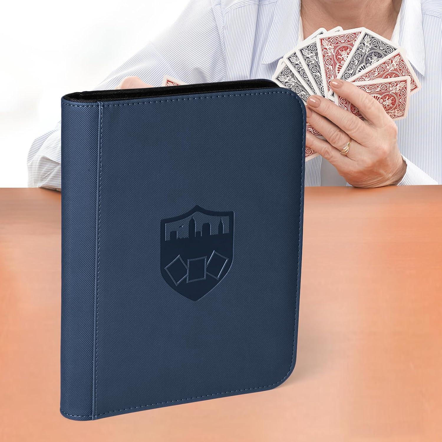 Carpeta de Tarjetas GERMUN PU 4 Bolsillos Azul para 160 Tarjetas