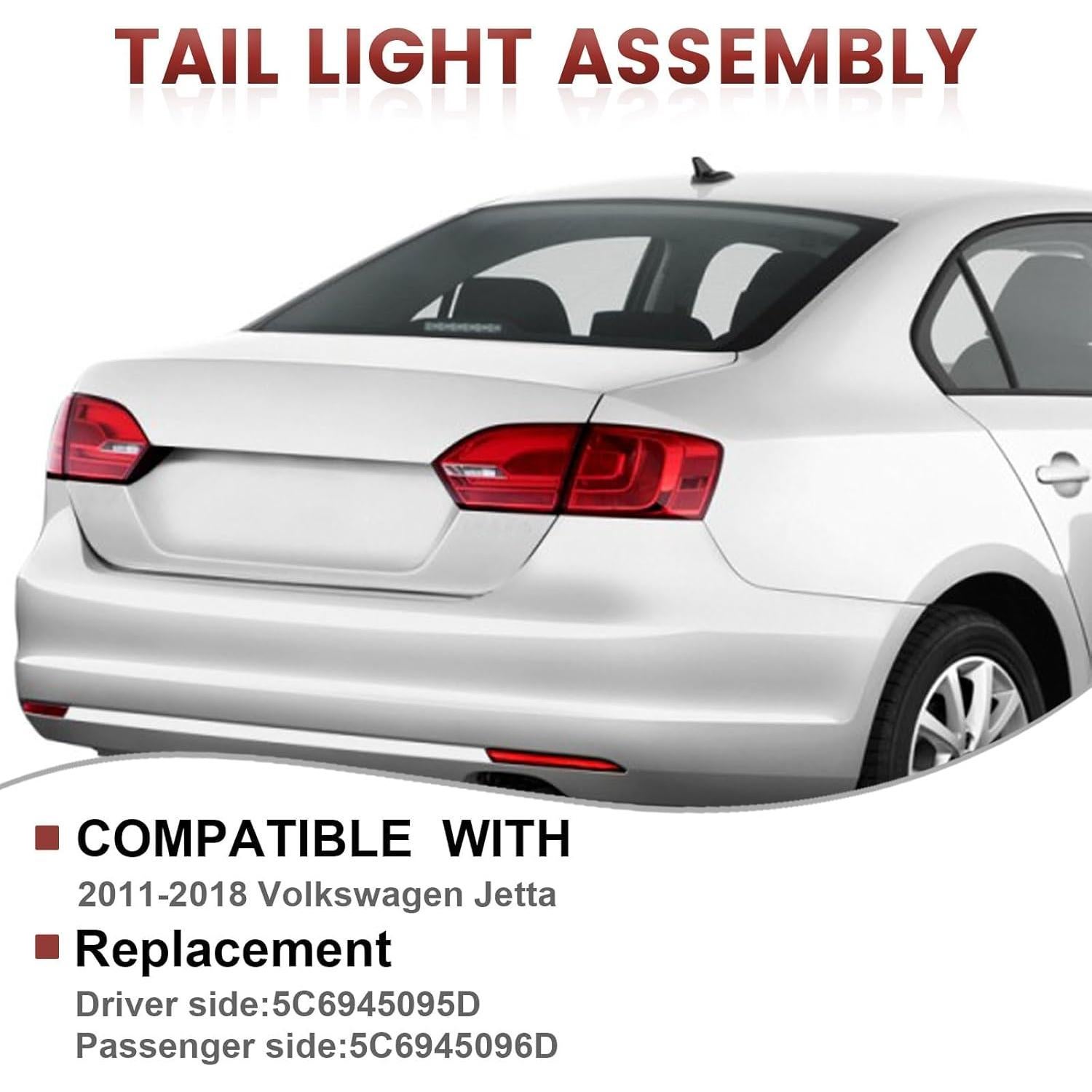 Luces Traseras Exteriores CONLLCON para Volkswagen Jetta 2011-2018