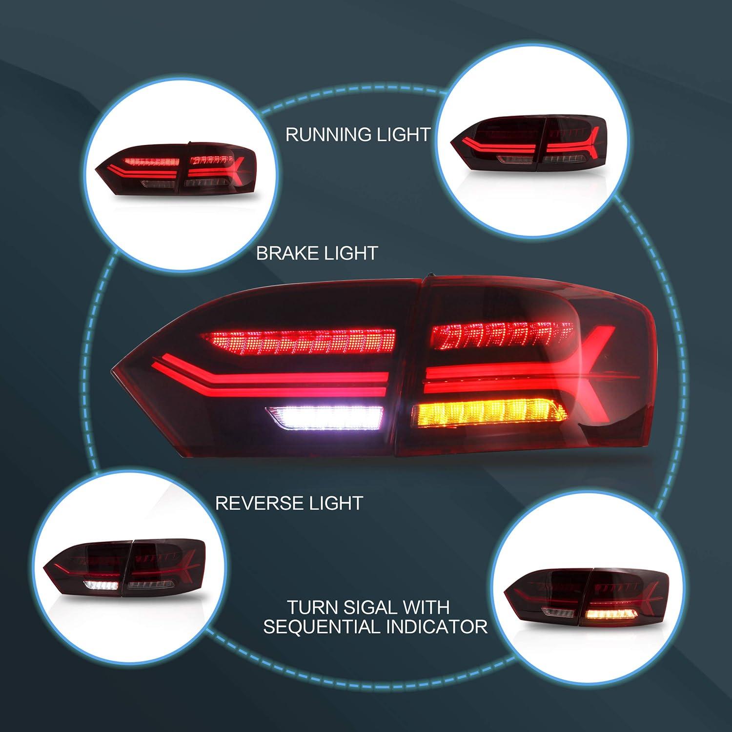 Luces Traseras VLAND US3-0215A para Jetta 2011-2014 Rojo/Blanco