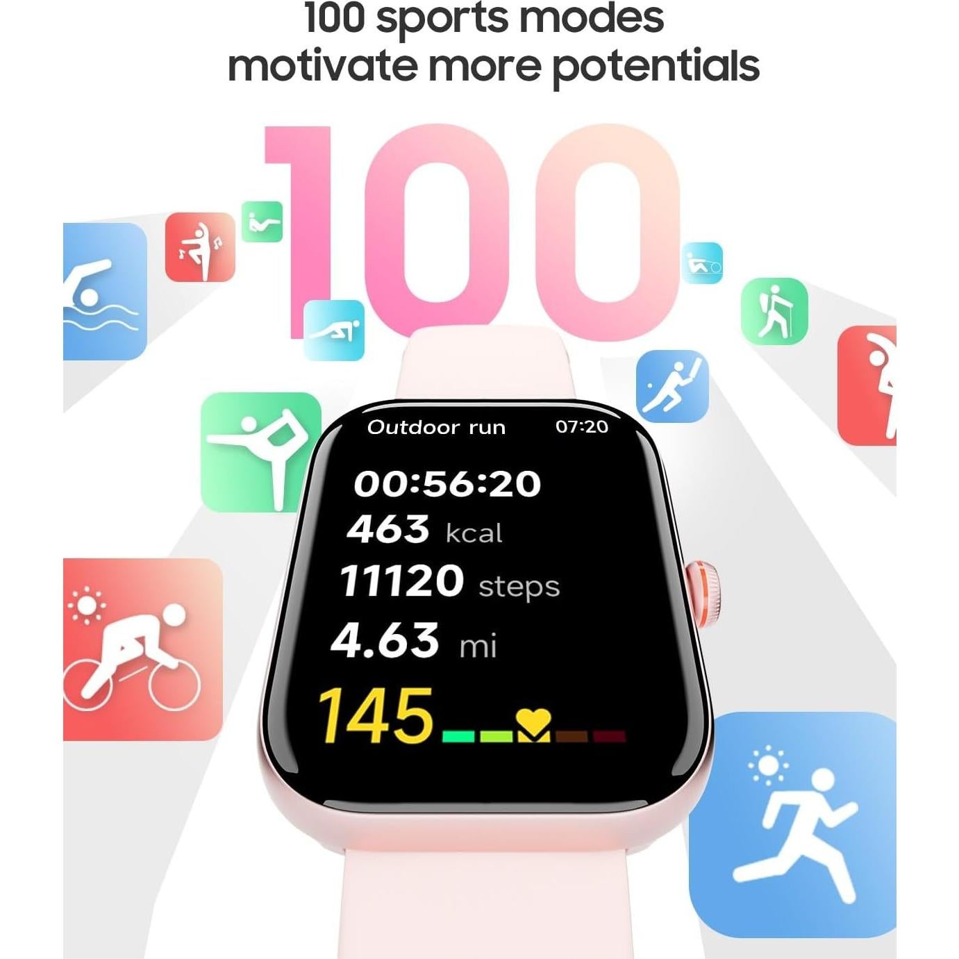 Reloj Inteligente TOOBUR Rosa Claro 1.91" HD Fitness