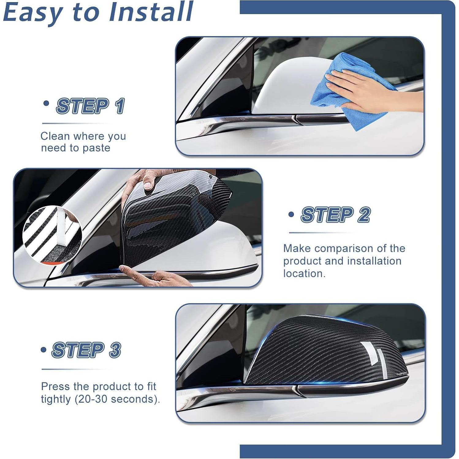 Cubierta de Espejo Lateral T-carbon para Tesla Model 3 2017-2025