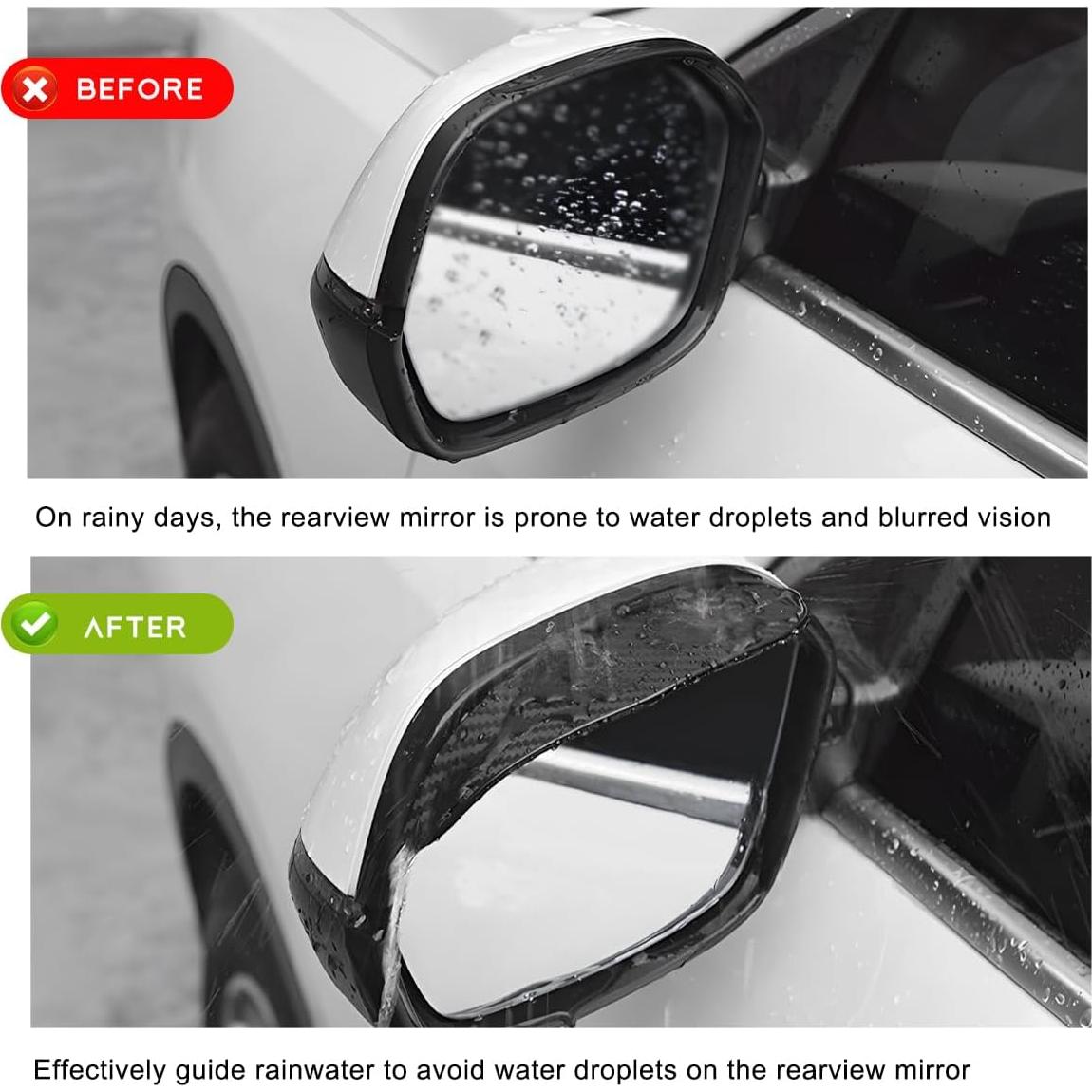 Visera de Lluvia para Espejo NYTKL 2 PCS Fibra de Carbono