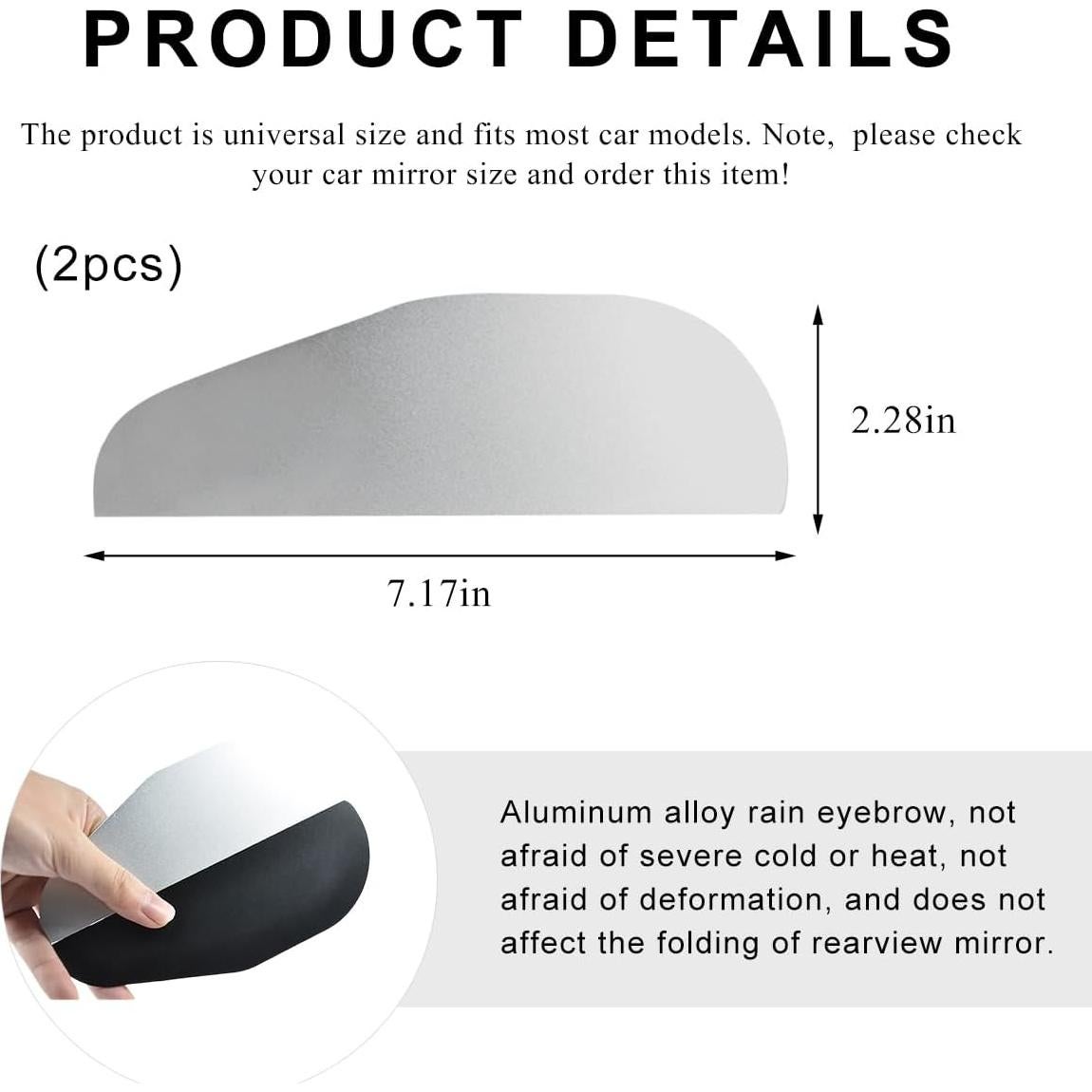 2 PCS Visera de Lluvia SHMZK para Espejo Retrovisor Universal