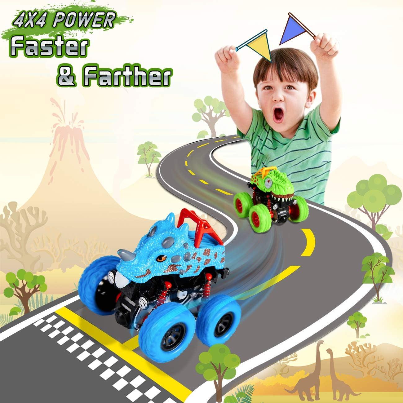 LODBY Juguetes de Dinosaurios 2 Paquete Camiones 5.72x48.9cm