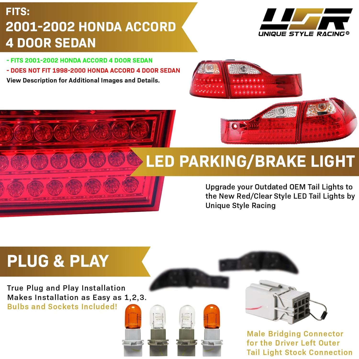 Luces Traseras LED JDM Rojo/Transparente para Honda Accord 2001-2002