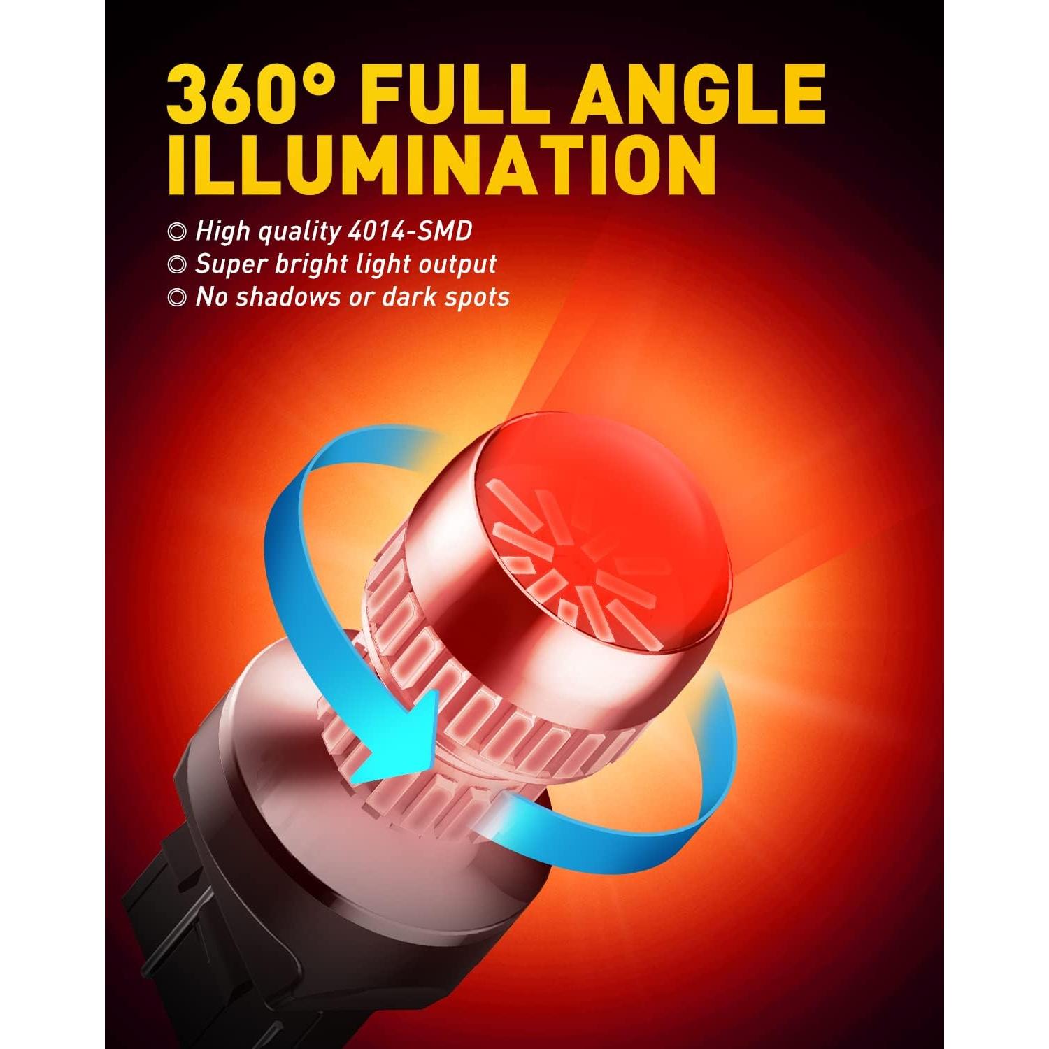 Bombilla LED AUXITO 7443/7440 Roja 5.5W para Luces Traseras