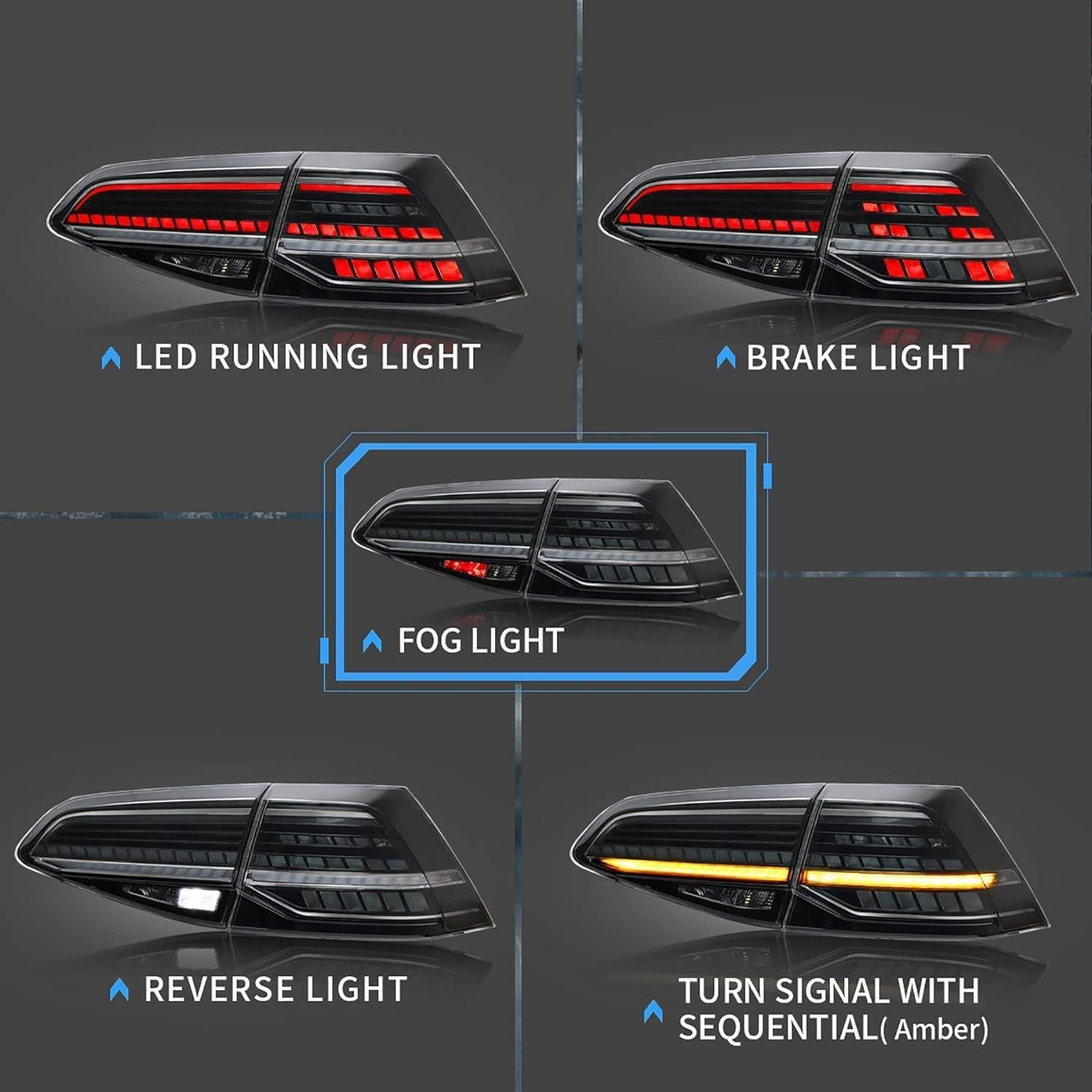Luces Traseras VLAND Ahumadas para Golf MK7 MK7.5 2012-2020