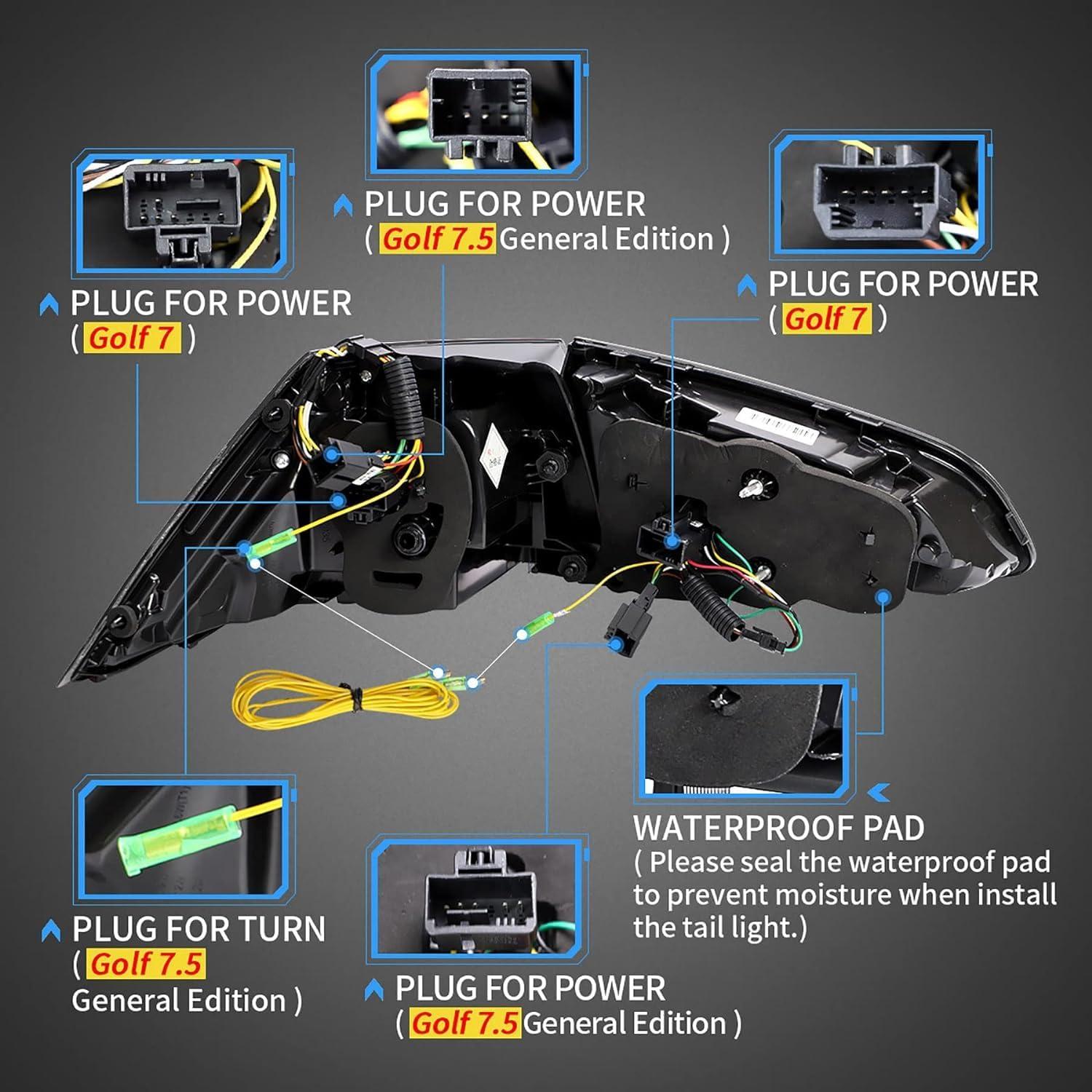 Luces Traseras VLAND Ahumadas para Golf MK7 MK7.5 2012-2020