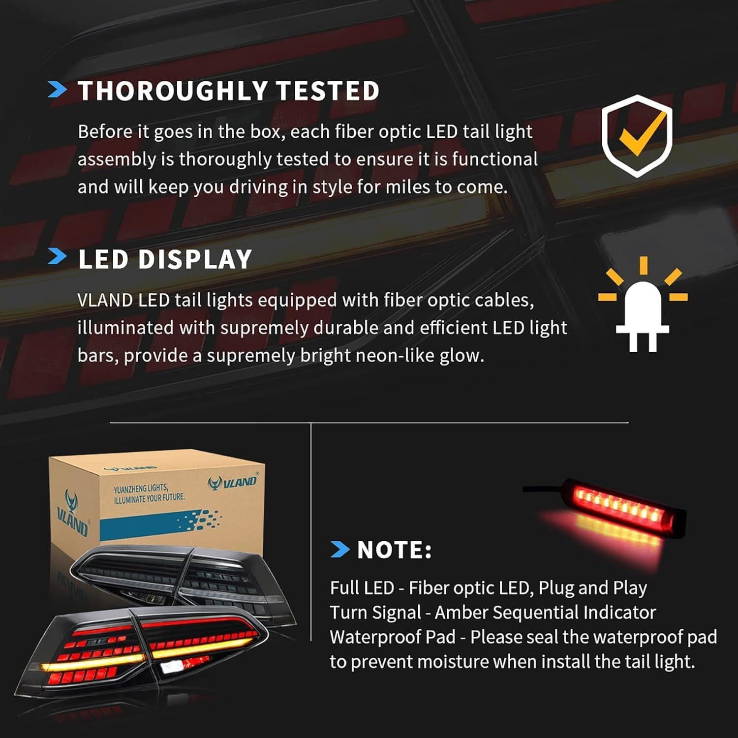 Luces Traseras VLAND Ahumadas para Golf MK7 MK7.5 2012-2020