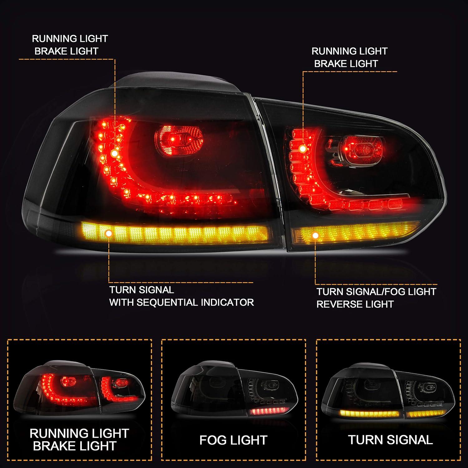 Luces Traseras VLAND Ahumadas para Golf 6 2010-2014 LED