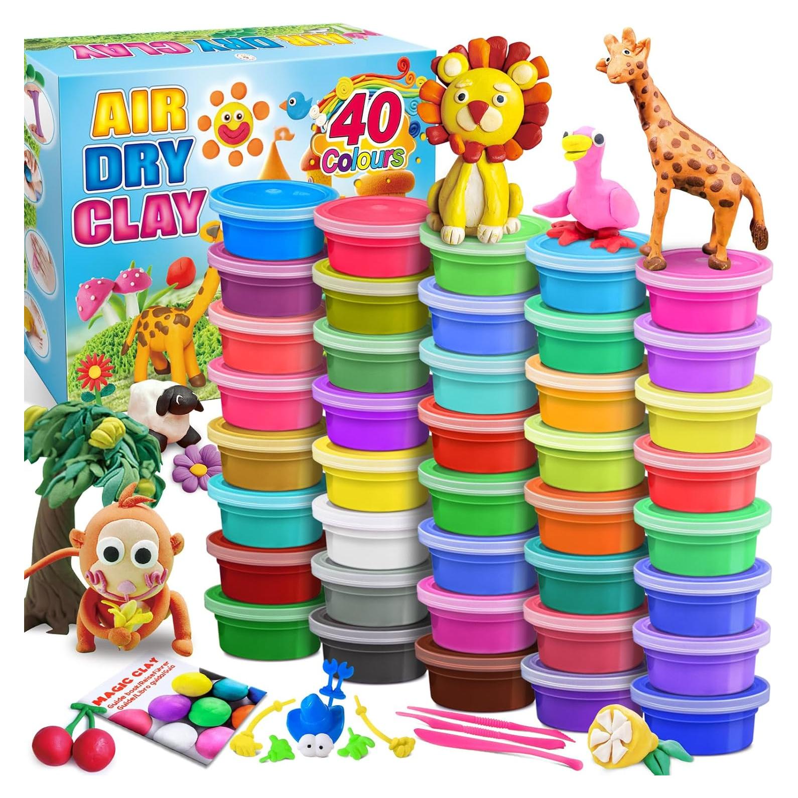 Kit de Arcilla Seca al Aire ESSENSON 40 Colores para Niños