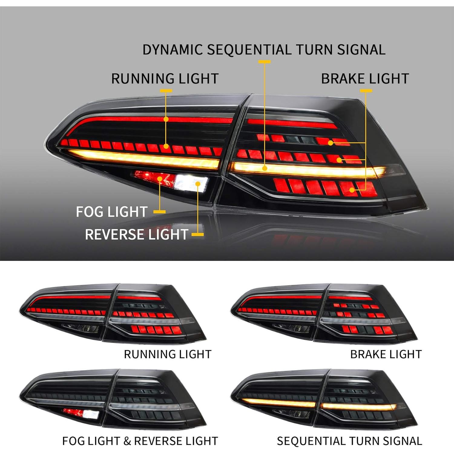 Luces Traseras LED Ahumadas YUANZHENG para Golf 7 MK7 2014-2020