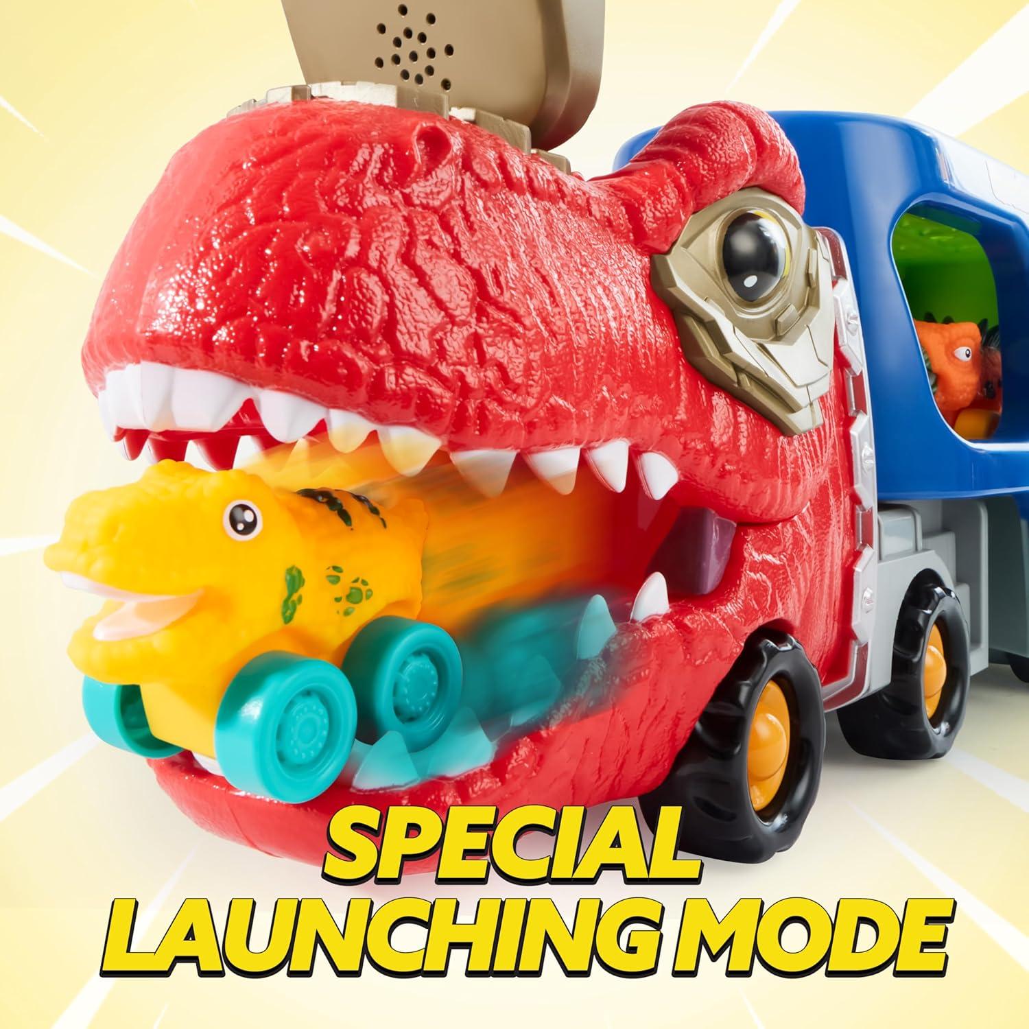 Camión de Dinosaurio JOYIN con 6 Mini Coches y Música