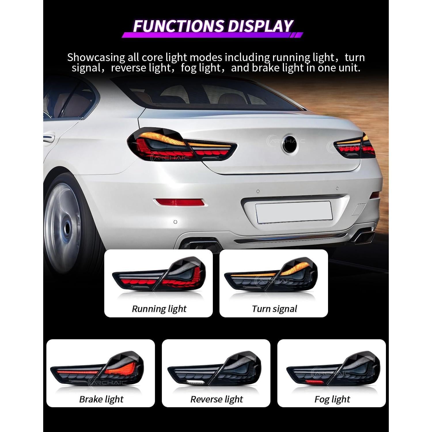 Luces Traseras Archaic para BMW Serie 6 2012-2019, Ahumado