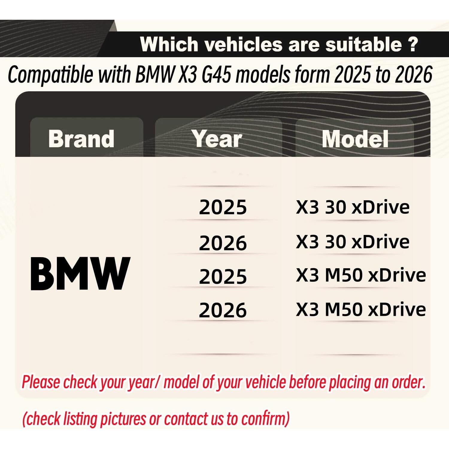 Alerón Trasero Medio STSEV01 para BMW X3 G45 2025-2026, Negro Brillante