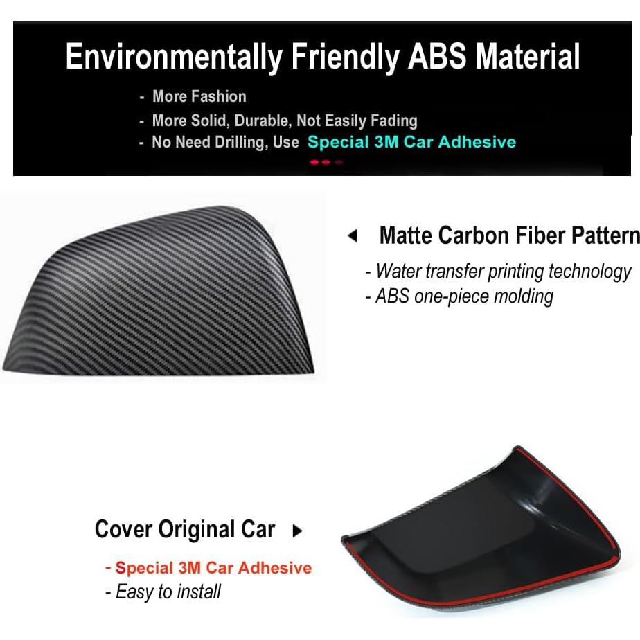 Protectores de Espejo Lateral ABS StarYtbl para Tesla Model Y 2021-2024