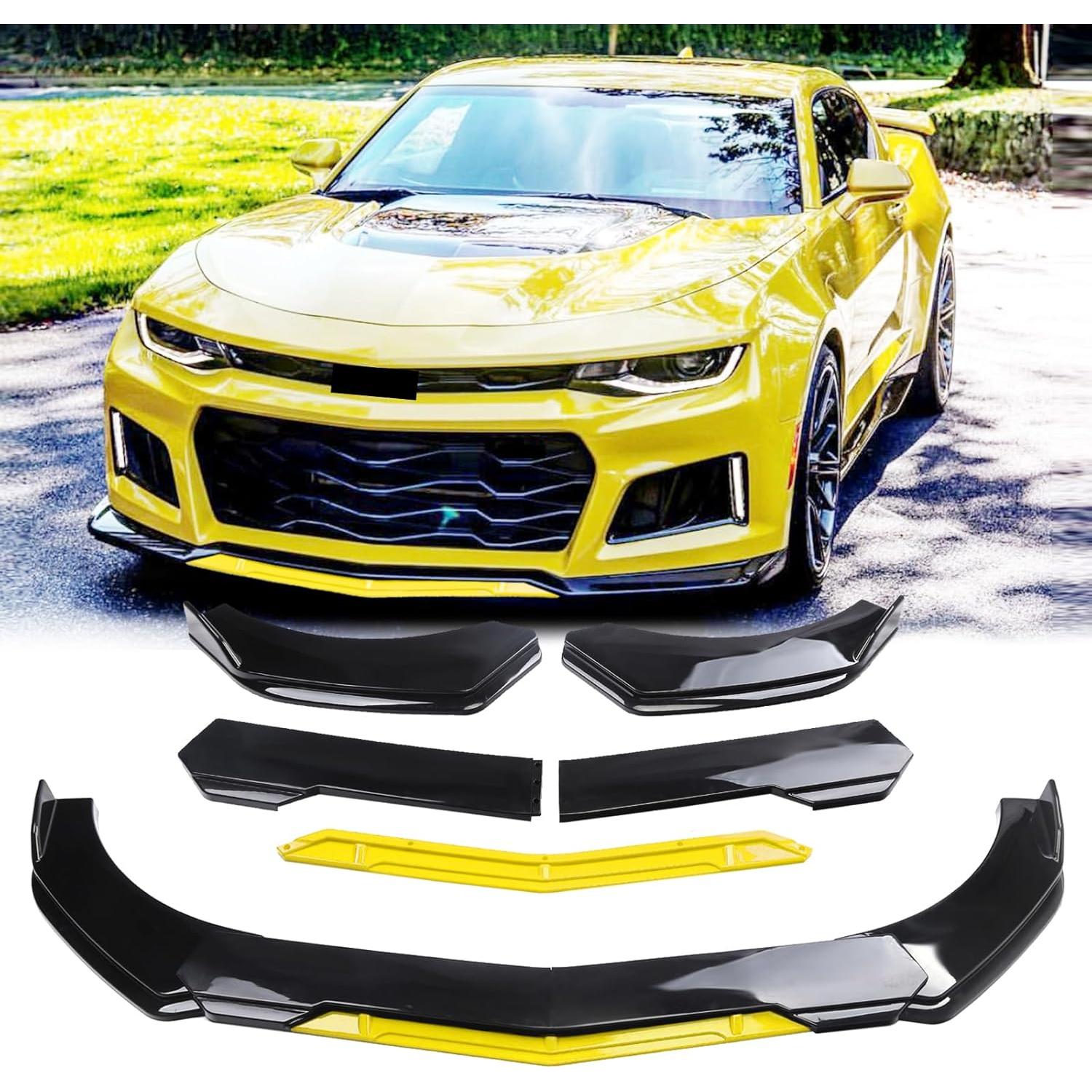 Labio Frontal Universal DEERMOTO Ajustable para Coche - Negro y Amarillo