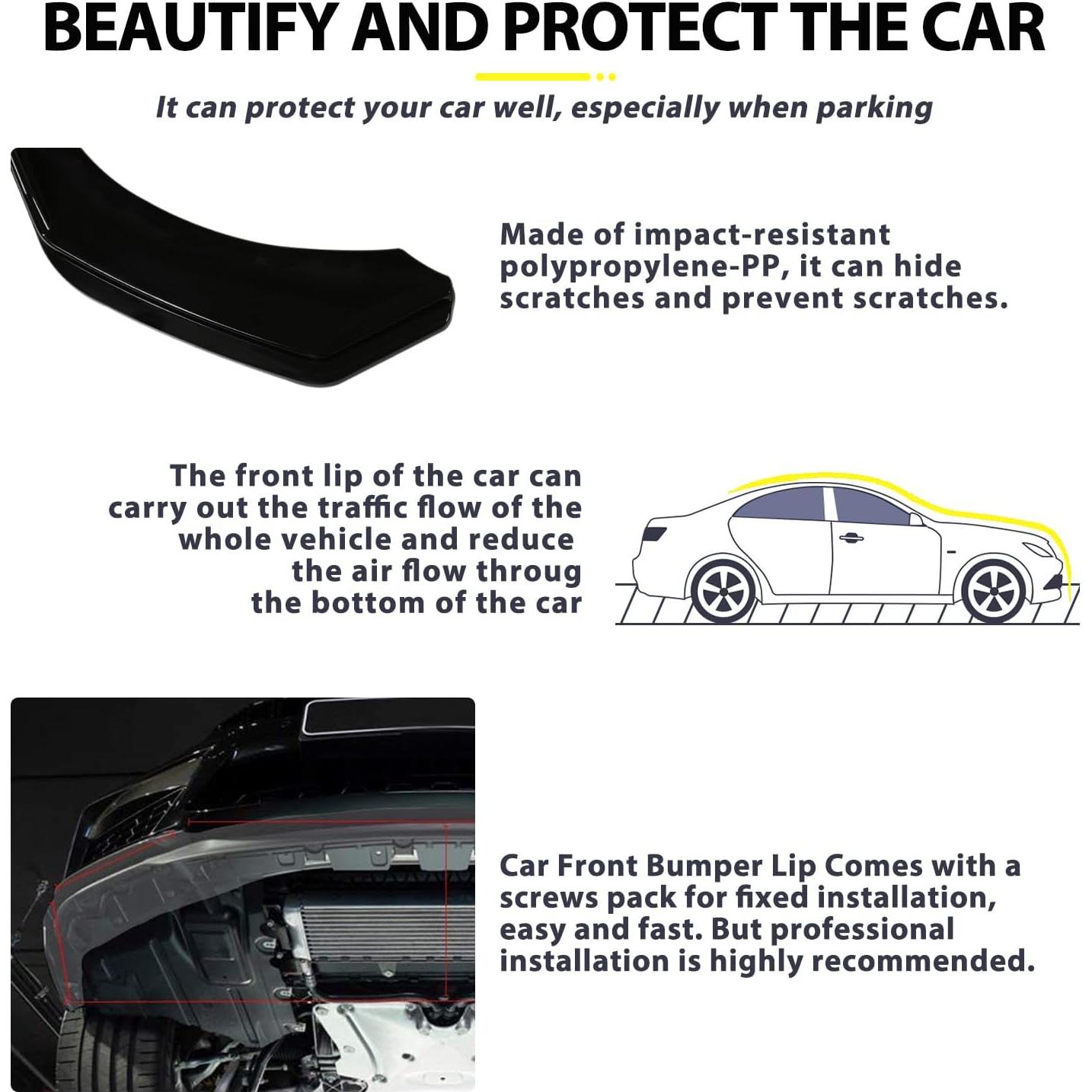 Labio Frontal Universal DEERMOTO Ajustable para Coche - Negro y Amarillo