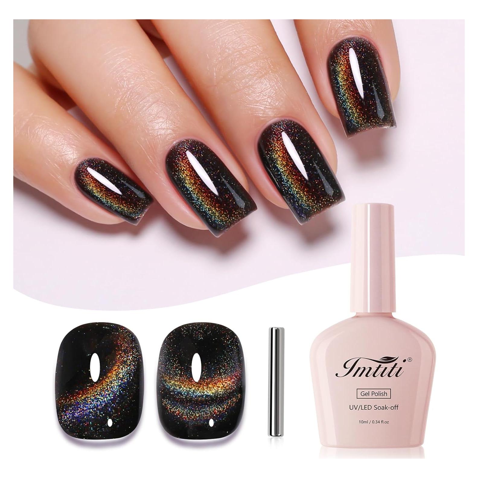 Esmalte de Uñas Gel Ojo de Gato Imtiti 10ML Arcoíris Negro