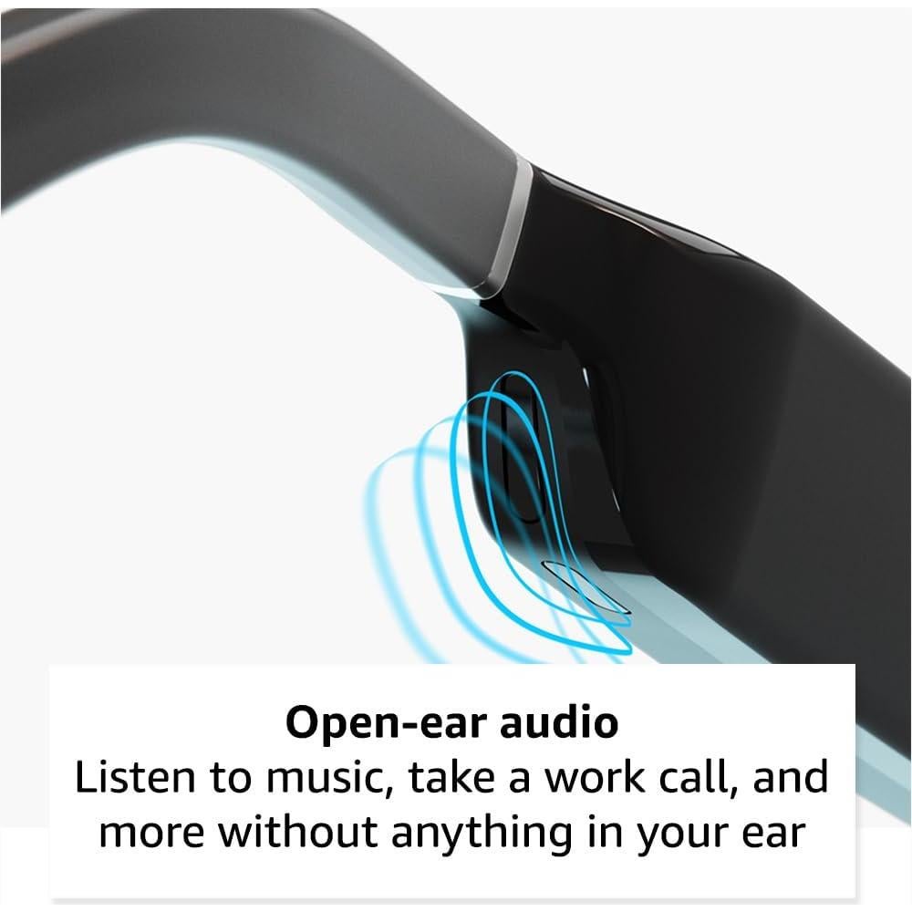 Carrera Smart Glasses with Alexa (newest model), Smart audio glasses, Sprinter black frames with blue light filtering lenses, Square