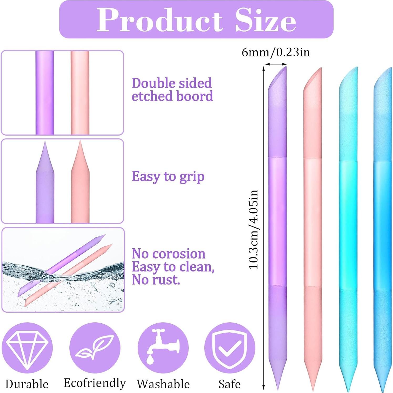 Juego de 4 Empujadores de Cutículas de Vidrio LXUEJIE