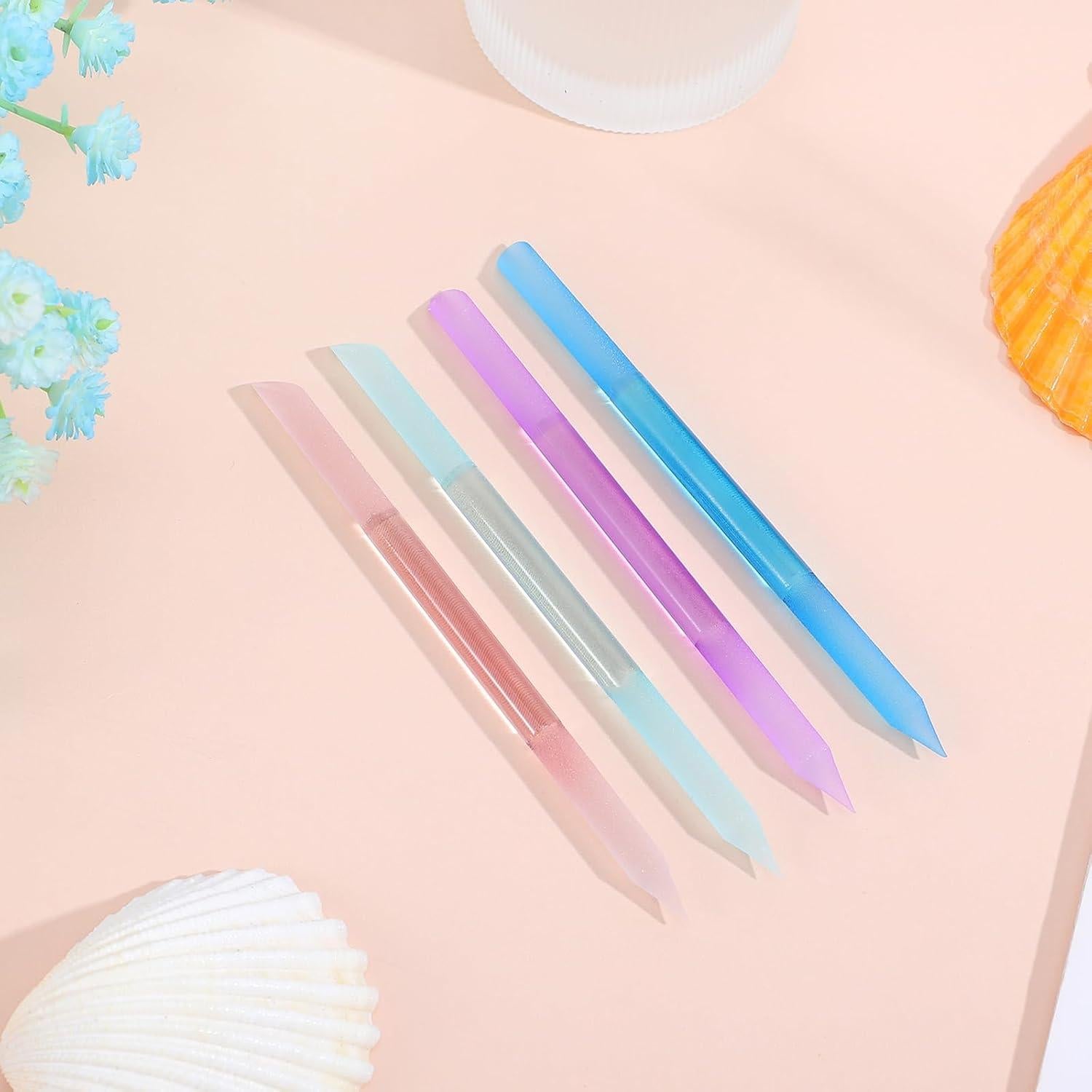 Juego de 4 Empujadores de Cutículas de Vidrio LXUEJIE