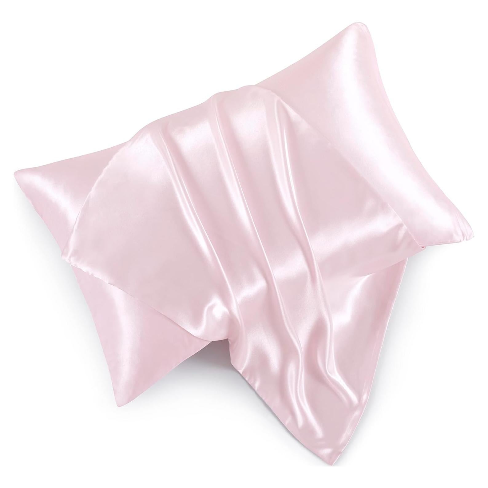 Juego de 2 Fundas de Almohada de Satén HommxJF Rosa Rubor 51x66