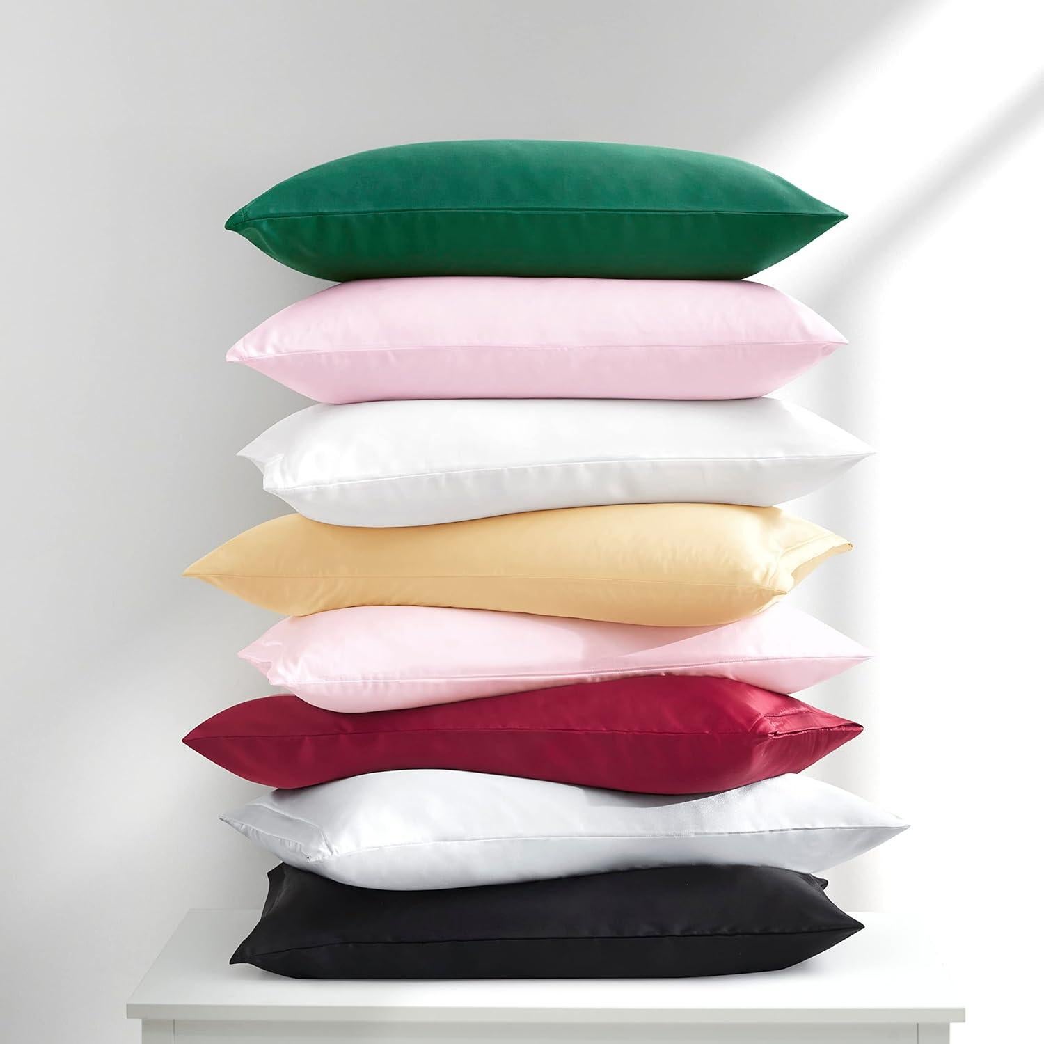 Juego de 2 Fundas de Almohada de Satén HommxJF Rosa Rubor 51x66