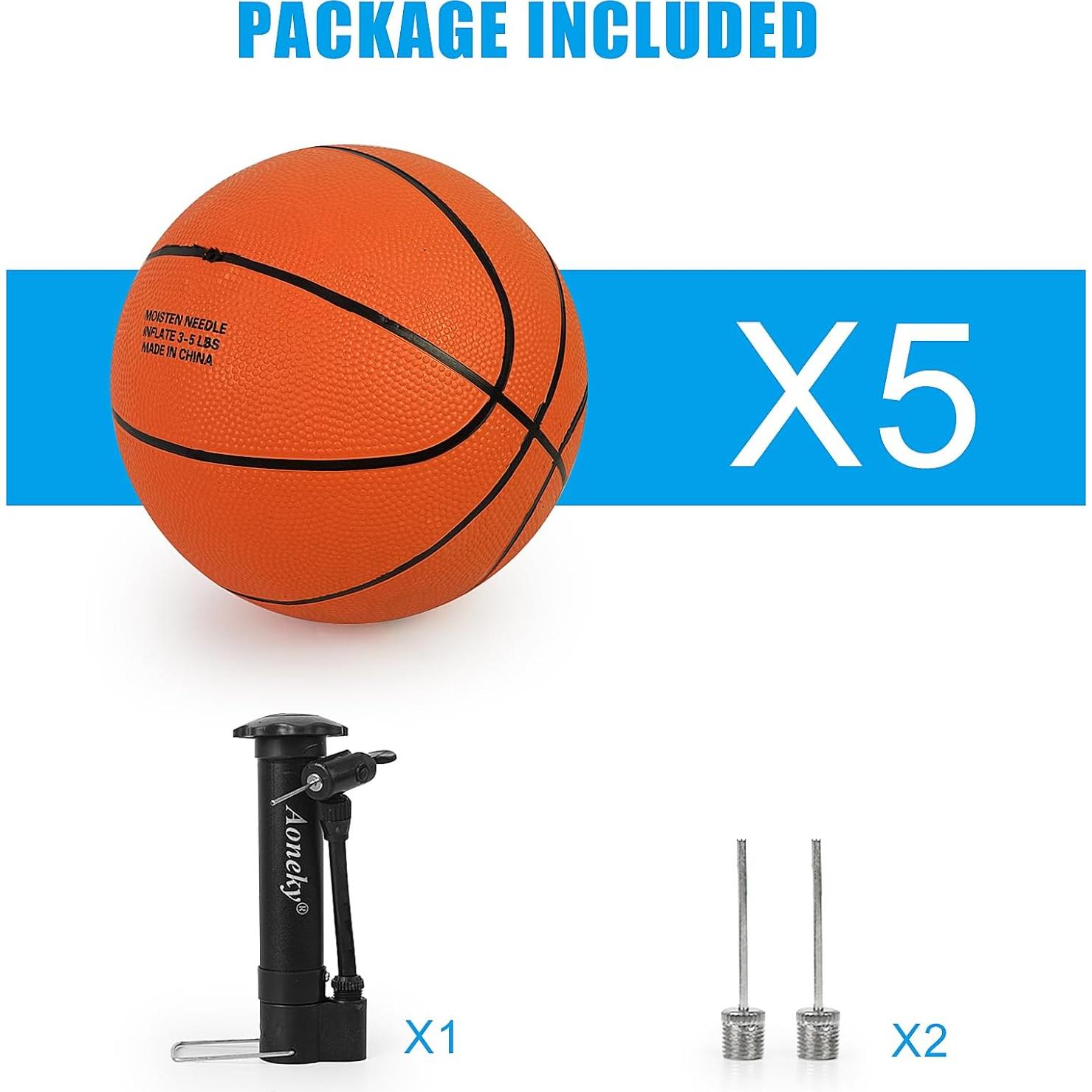 Balón de Baloncesto Aoneky Tamaño 3 con Bomba - Paquete 5