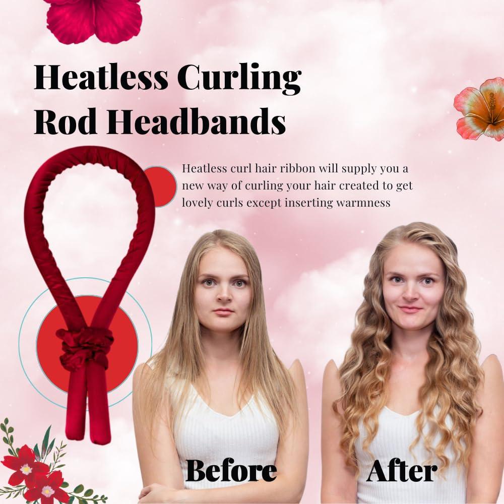 Rizador de Cabello Sin Calor Purelyne - Kit 5 Piezas Rojo Vino