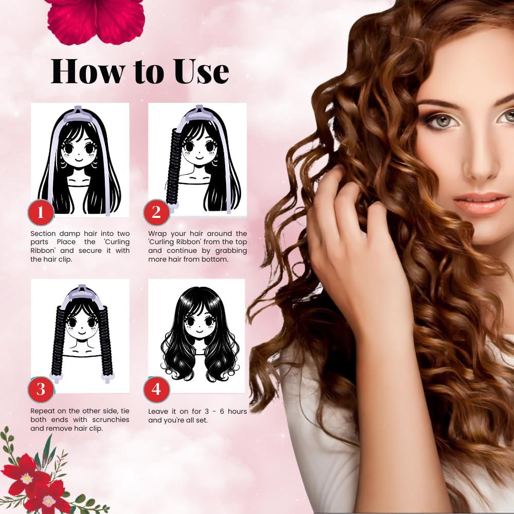 Rizador de Cabello Sin Calor Purelyne - Kit 5 Piezas Rojo Vino