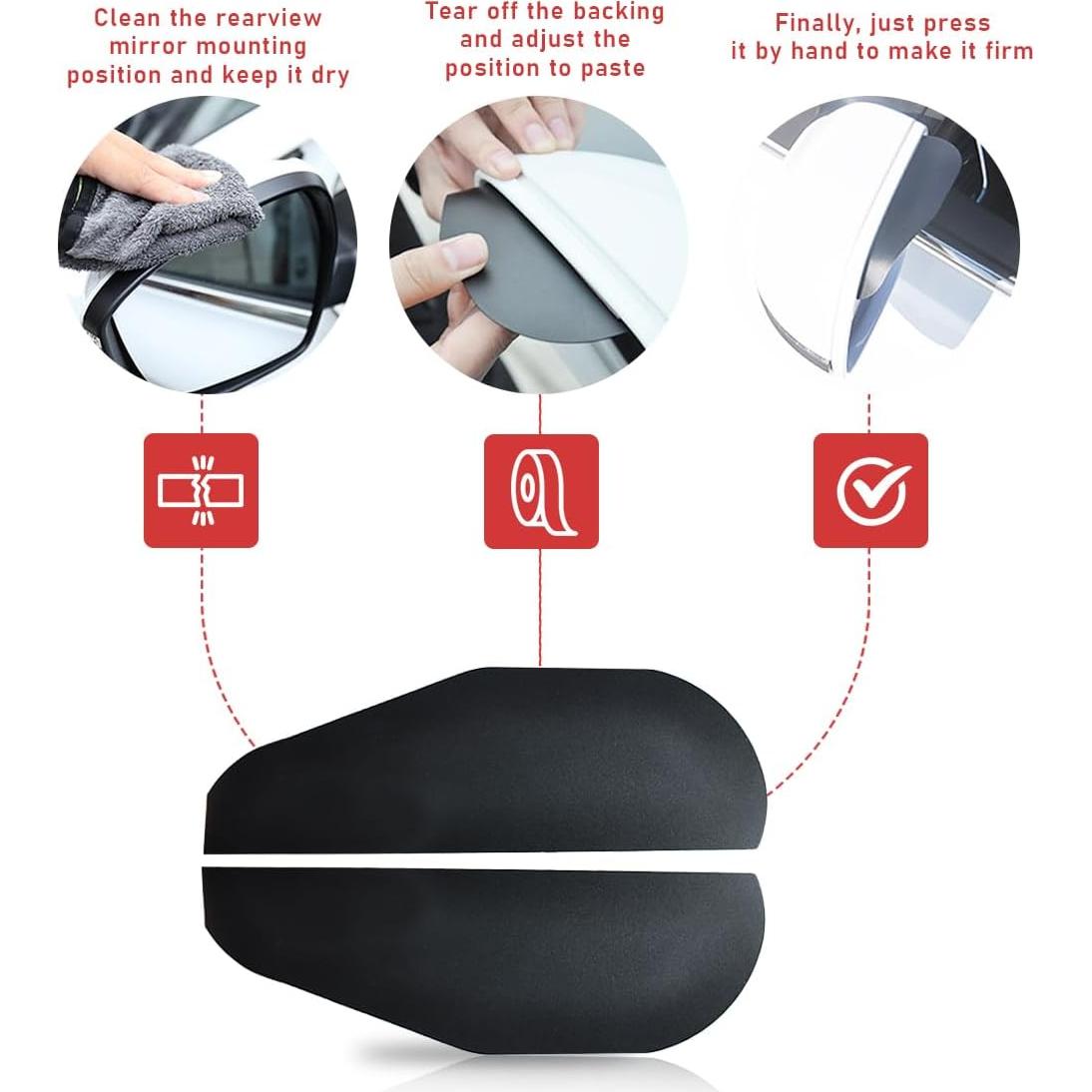 Visera de Lluvia Espejo Lateral Ziciner 2 Pcs Aluminio Negro