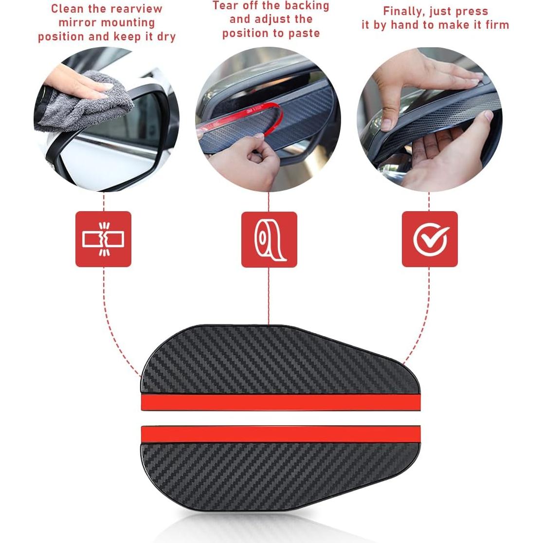 Visera de Lluvia Espejo Ziciner 2 Pcs Ajuste Universal PVC