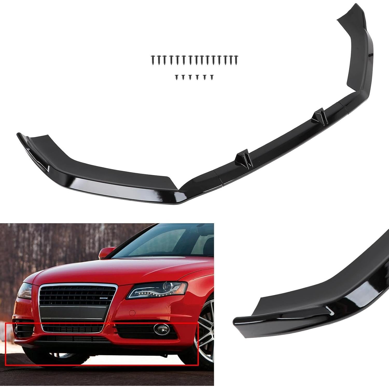 Labio de Parachoques Frontal SCITOO Negro Brillante para Audi A4 2013-2016