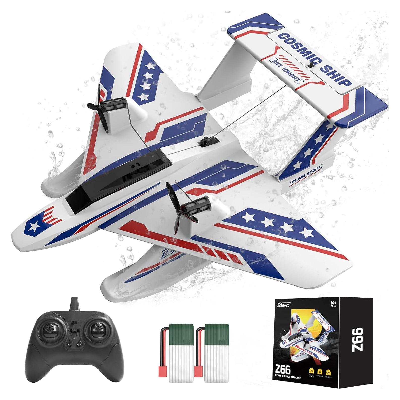 DEERC Avión RC Anfibio 3CH para Agua y Tierra 0.66kg