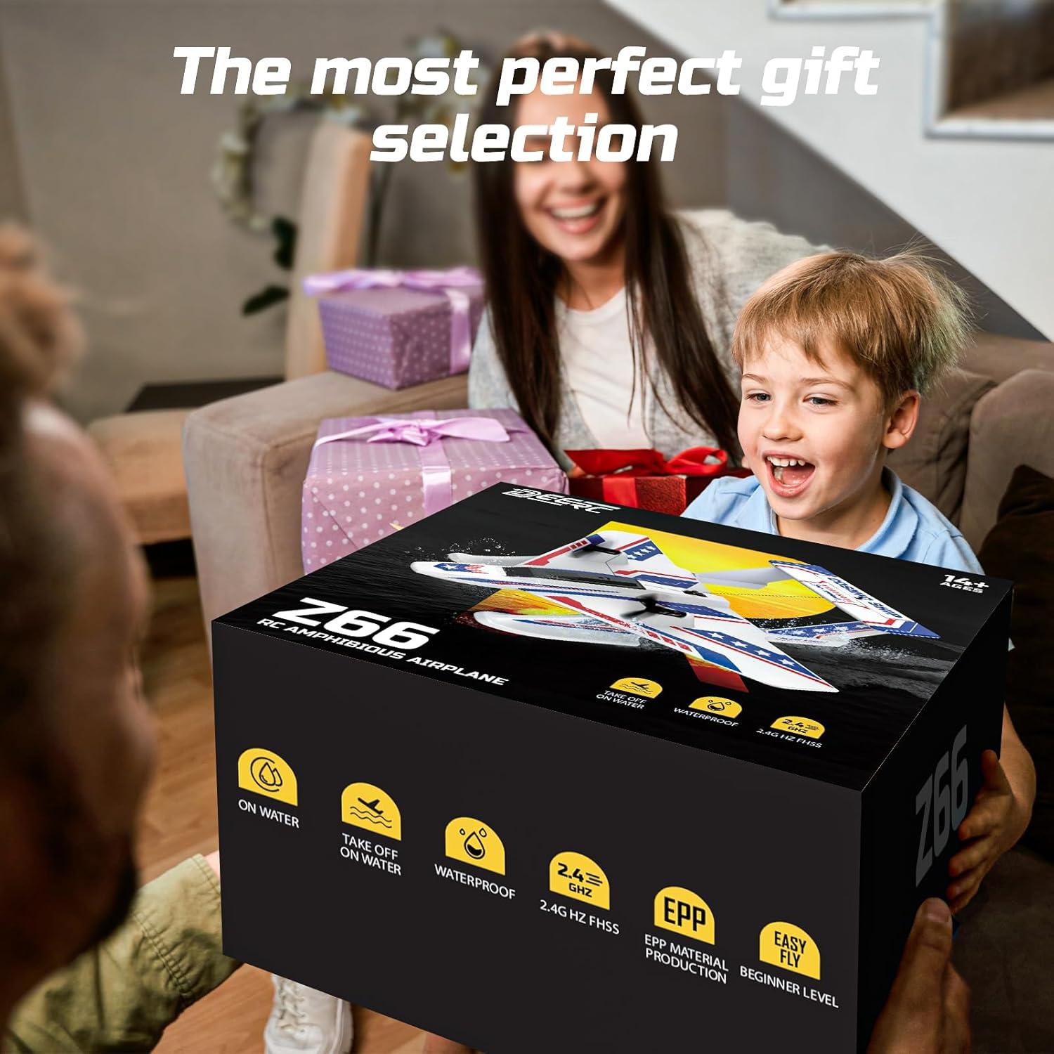 DEERC Avión RC Anfibio 3CH para Agua y Tierra 0.66kg