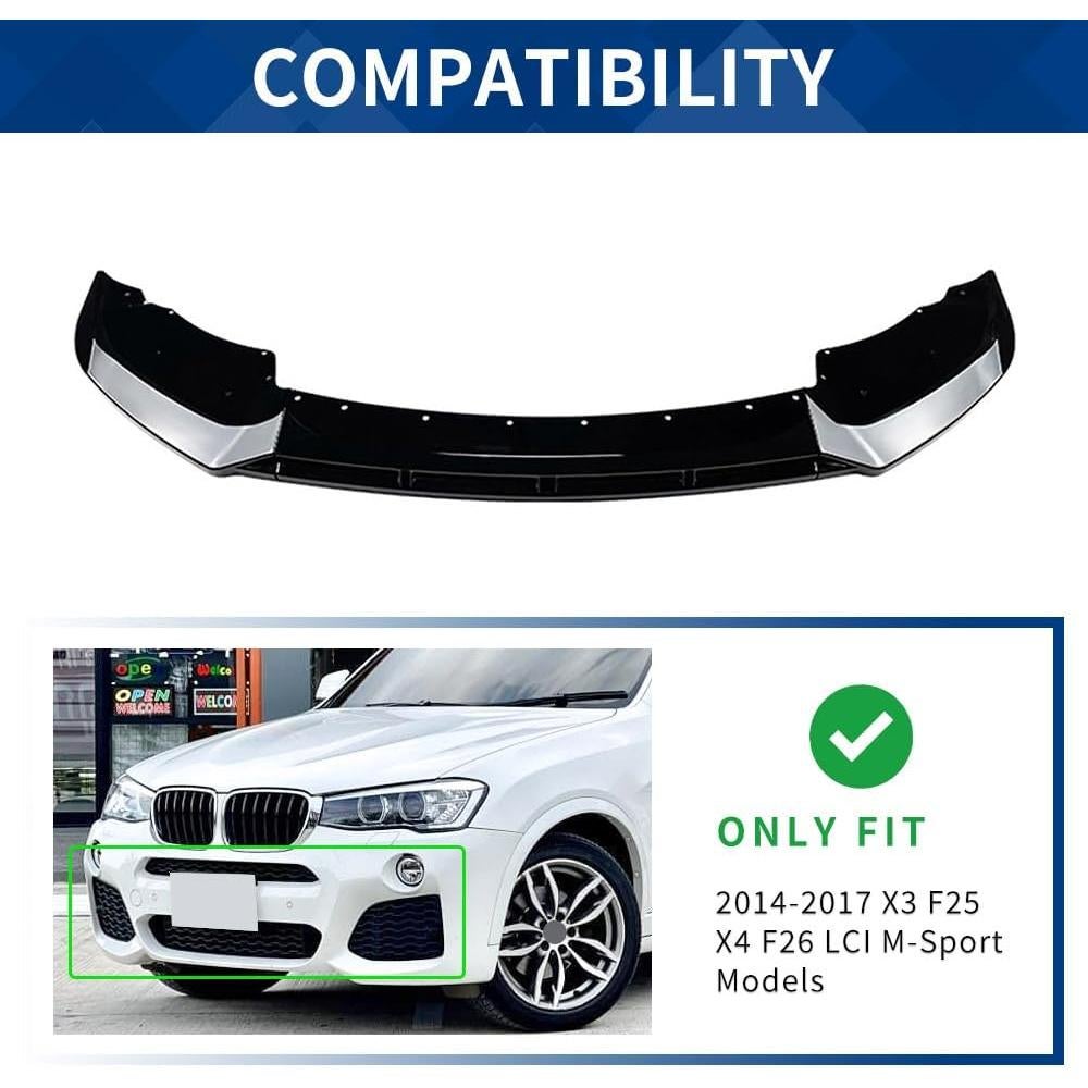 Labio Frontal BMW M-Sport F25 F26 LCI ABS Negro Brillante