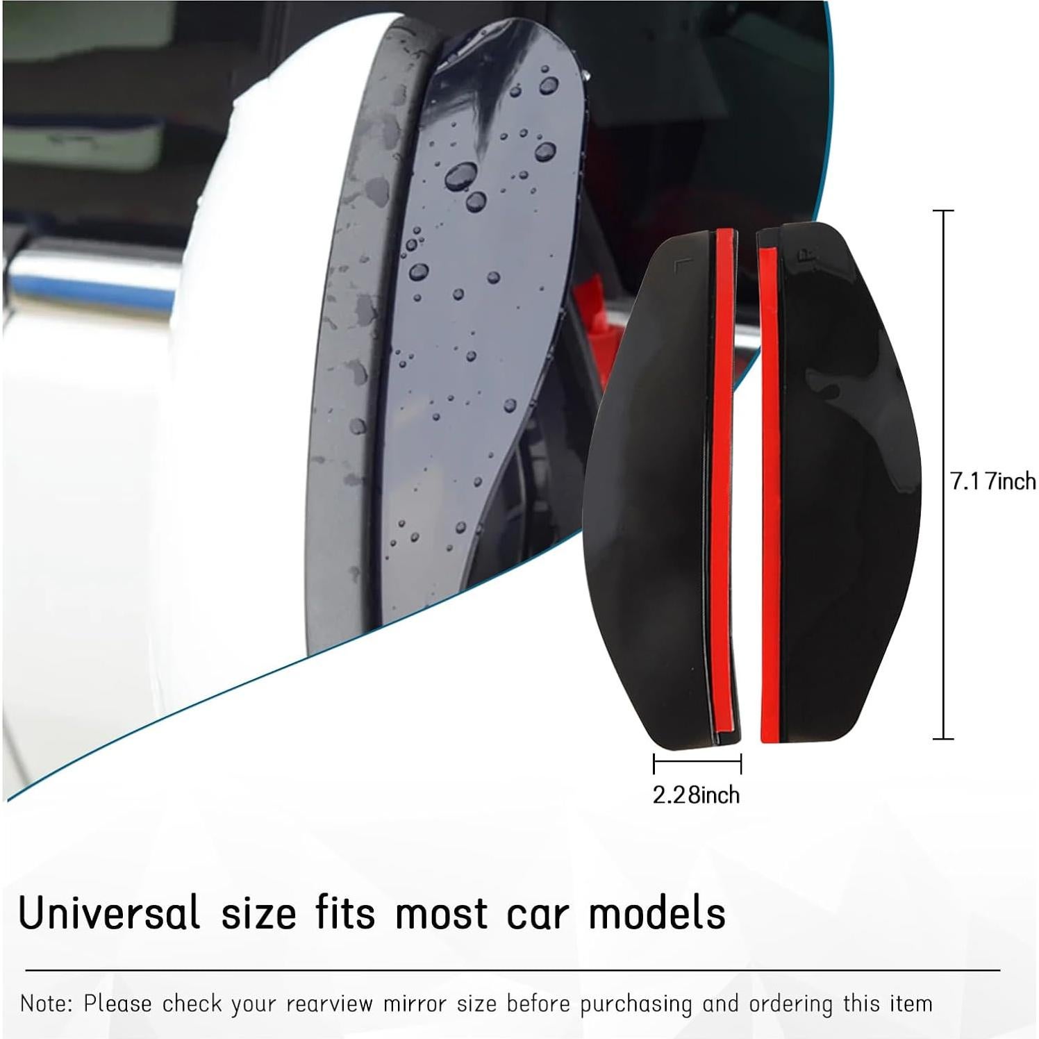 Protector de Lluvia para Espejo de Auto Dickno 2 PCS Negro