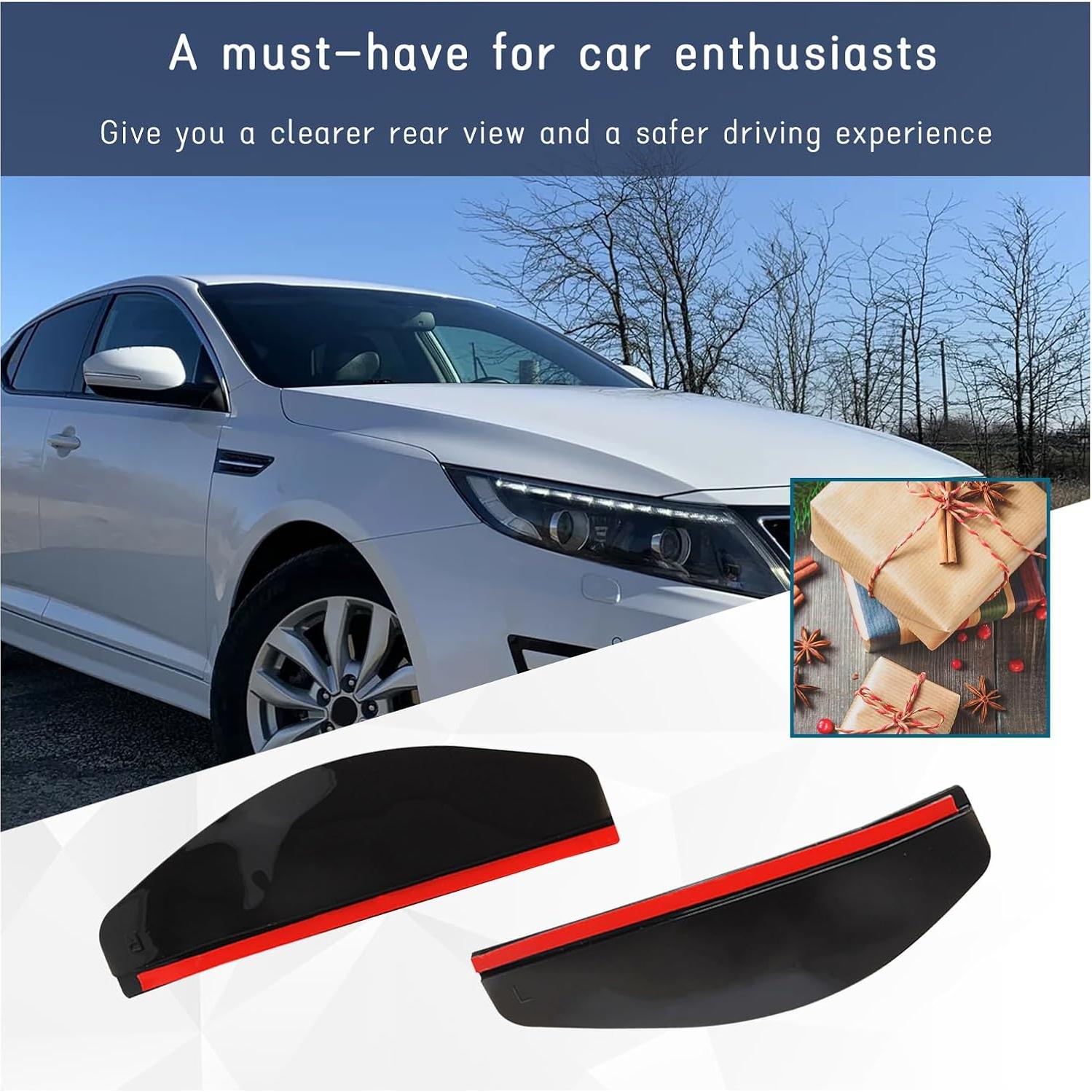 Protector de Lluvia para Espejo de Auto Dickno 2 PCS Negro