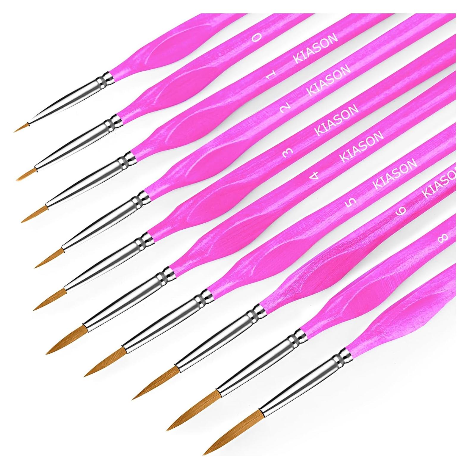 10 Pinceles Miniatura KIASON para Detalles Finos - Magenta