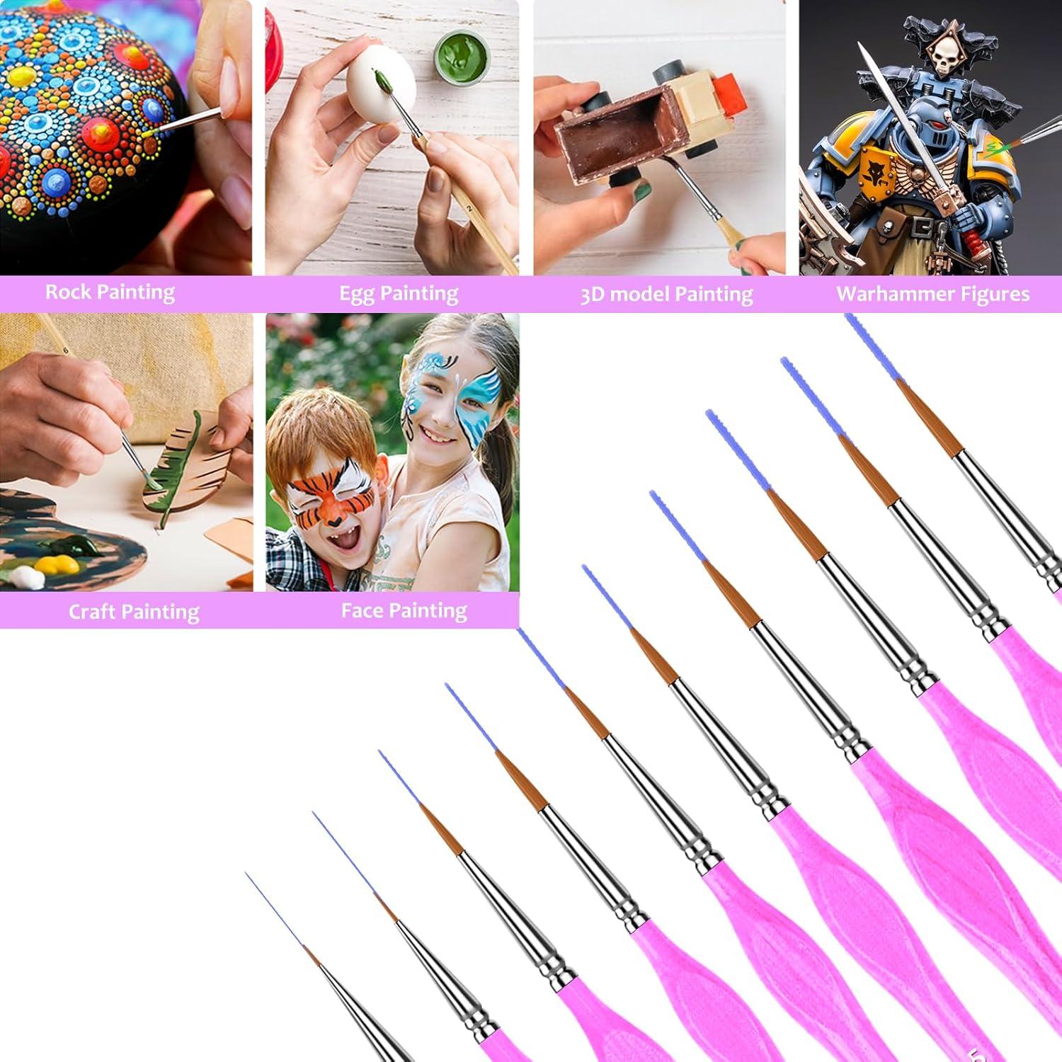 10 Pinceles Miniatura KIASON para Detalles Finos - Magenta