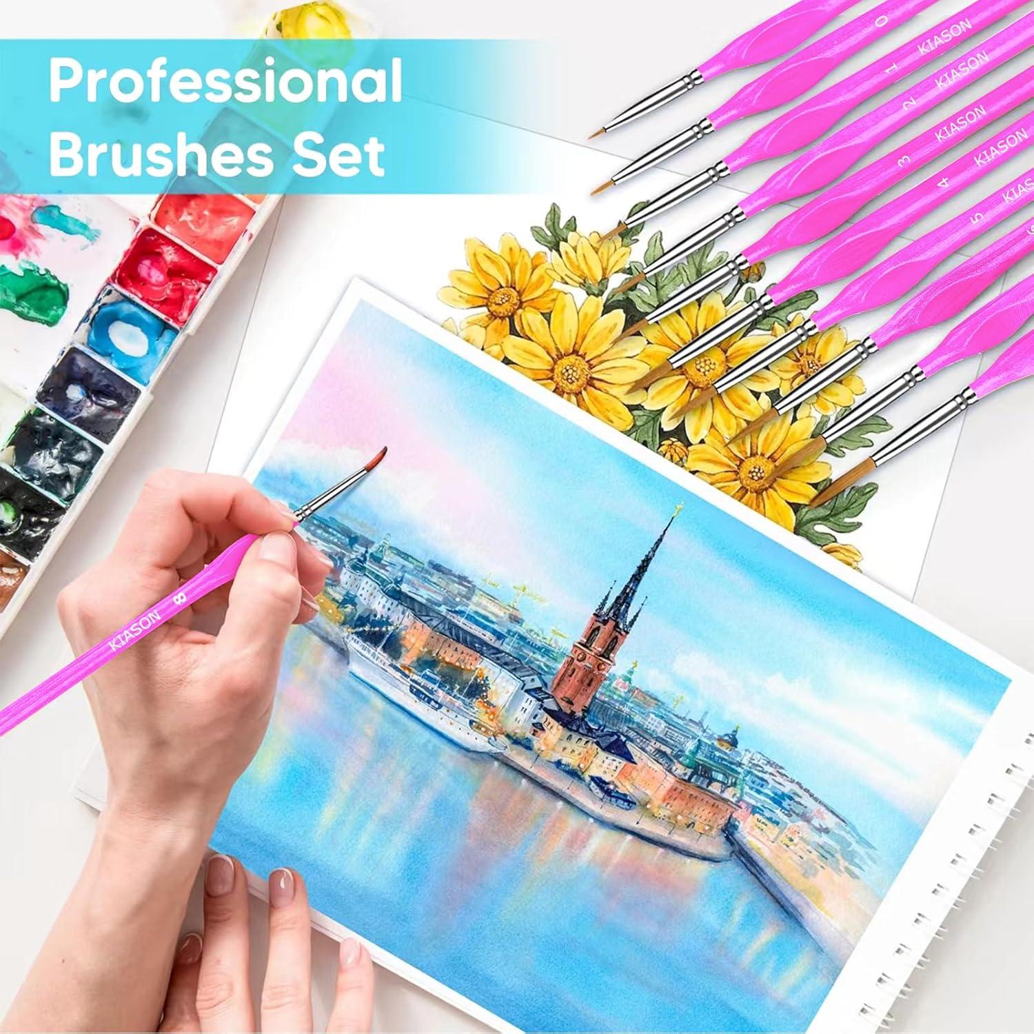 10 Pinceles Miniatura KIASON para Detalles Finos - Magenta