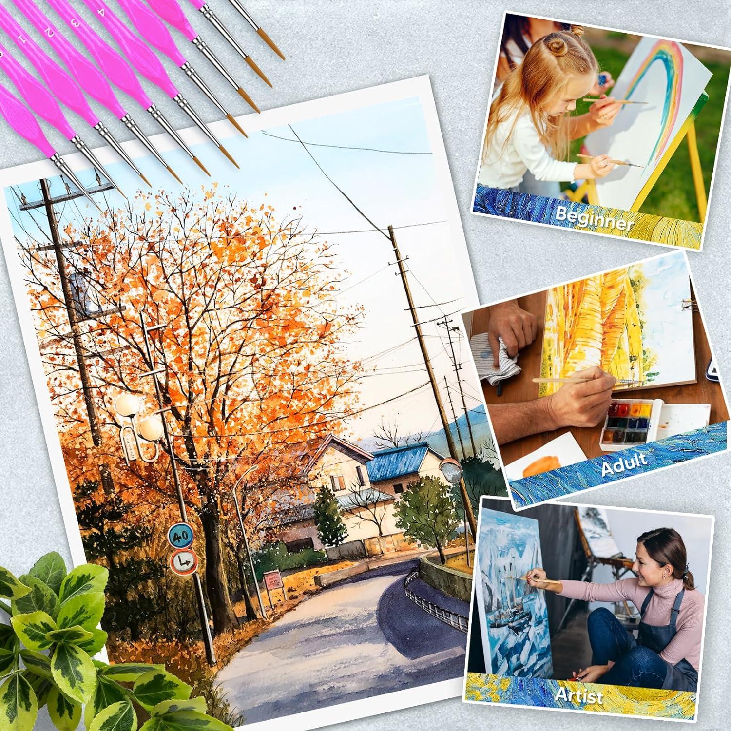 10 Pinceles Miniatura KIASON para Detalles Finos - Magenta