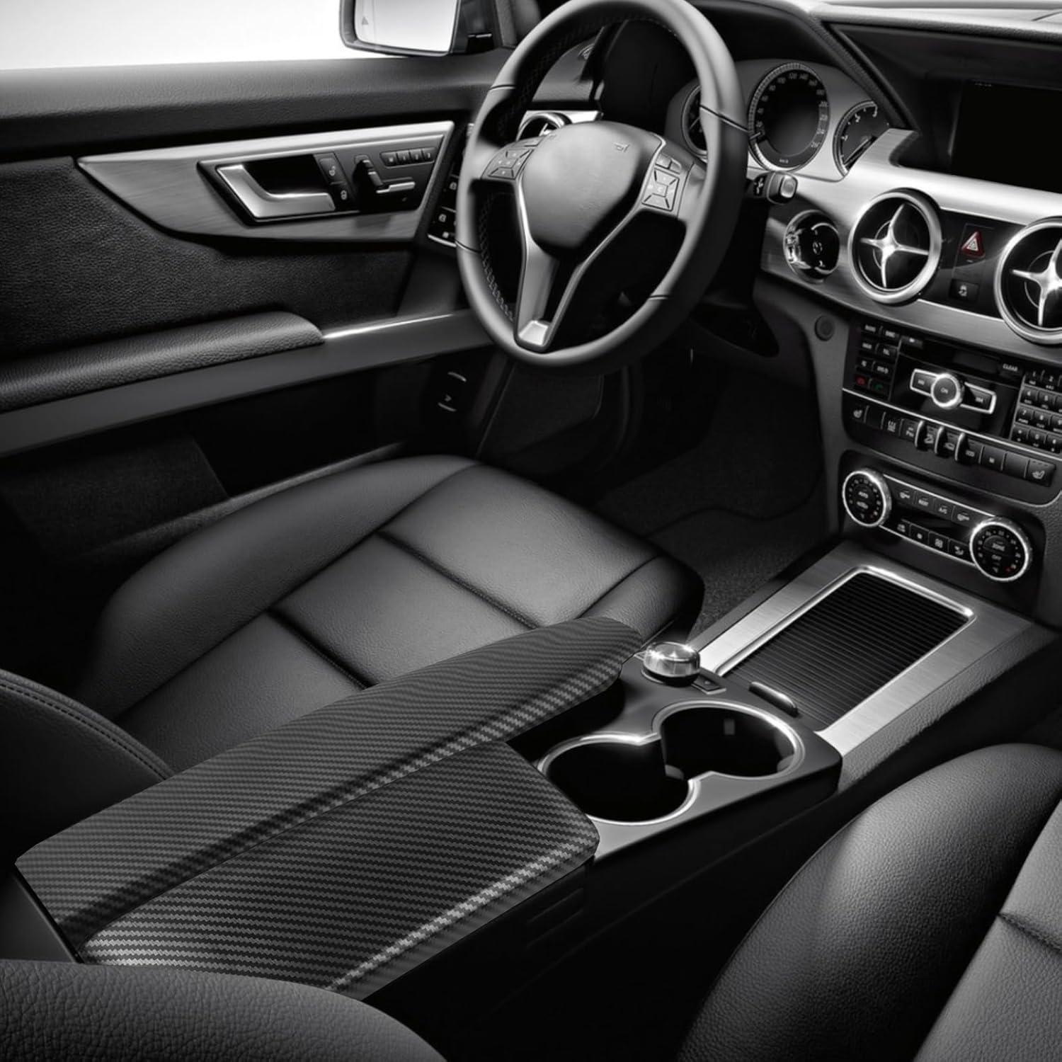 Cubierta de Reposabrazos Central Fibra de Carbono ABS para Mercedes-Benz