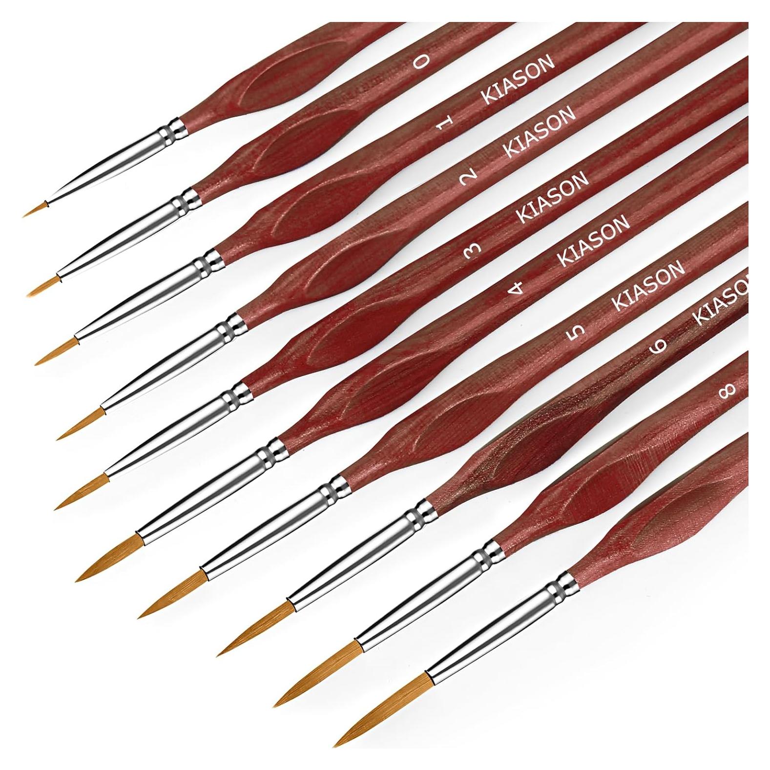 10 Pinceles Miniatura KIASON para Detalles Finos Marrón