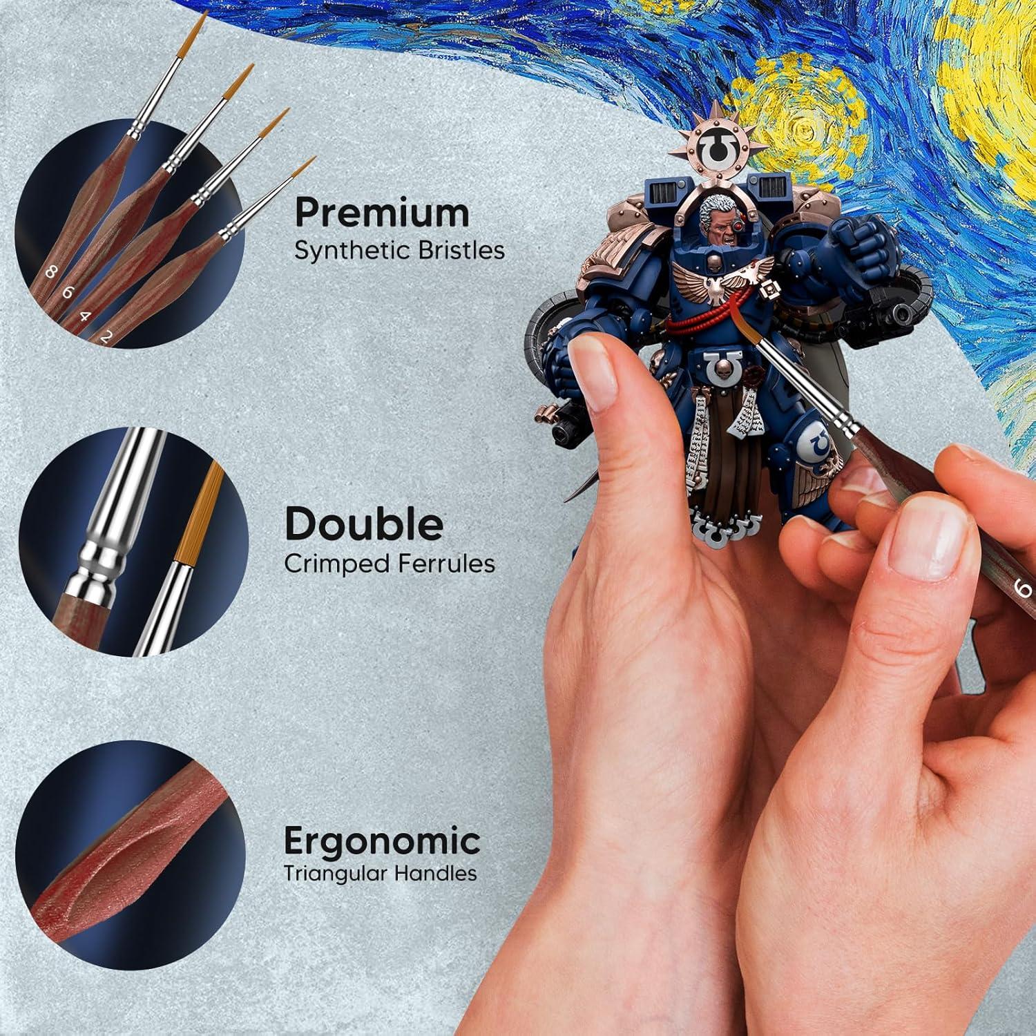 10 Pinceles Miniatura KIASON para Detalles Finos Marrón