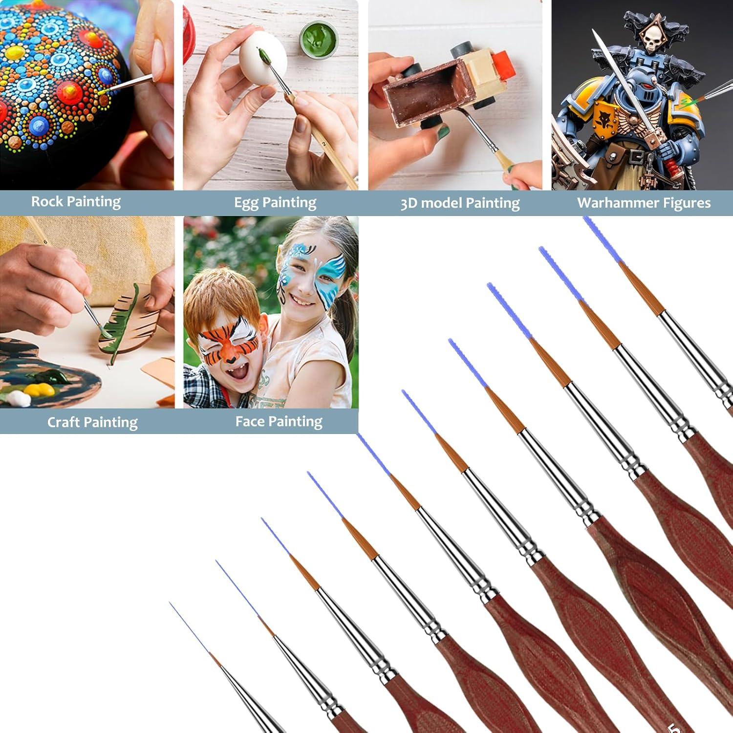 10 Pinceles Miniatura KIASON para Detalles Finos Marrón